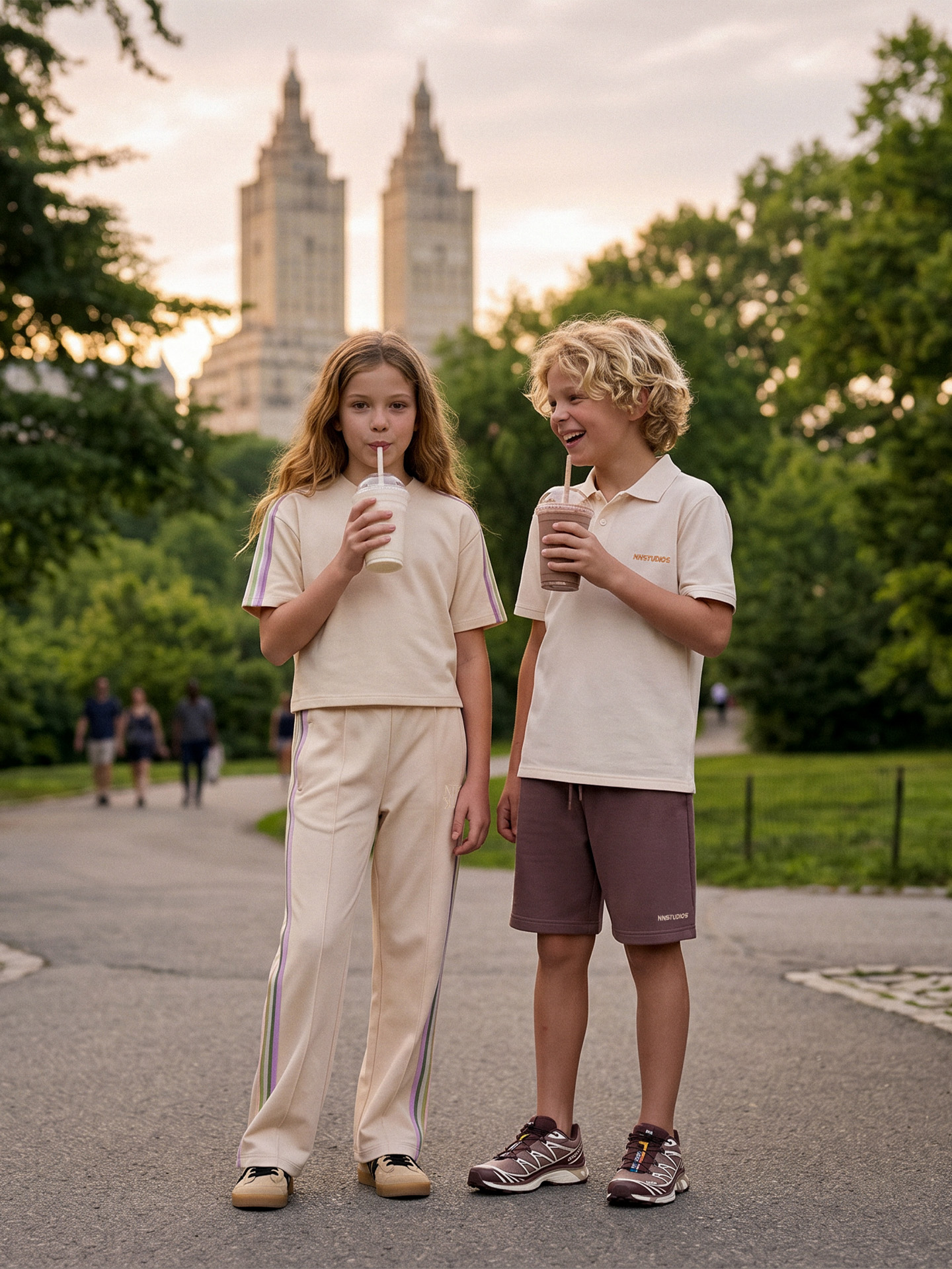 Track pants with glitter trim