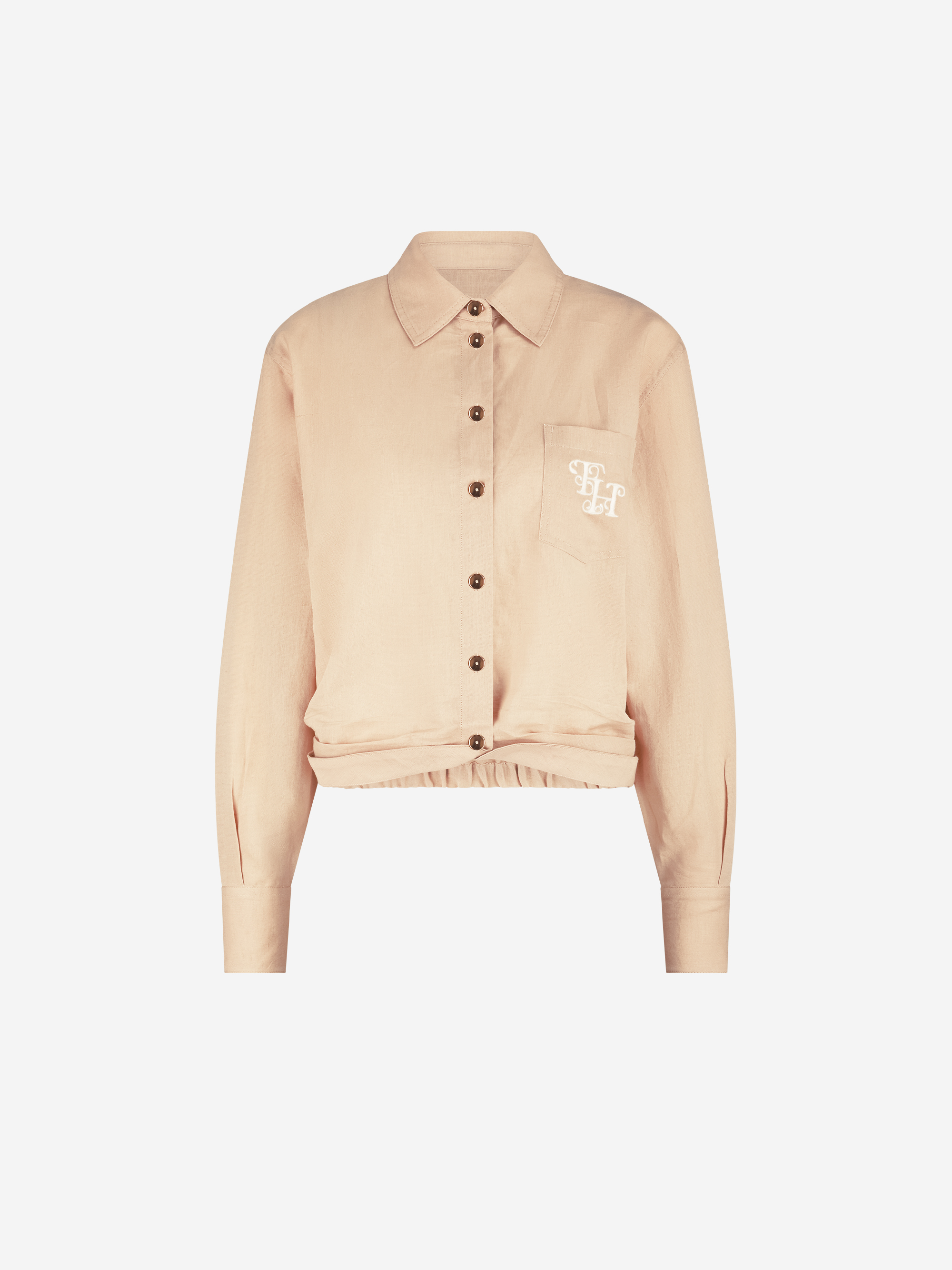 Short blouse with elastic waistband