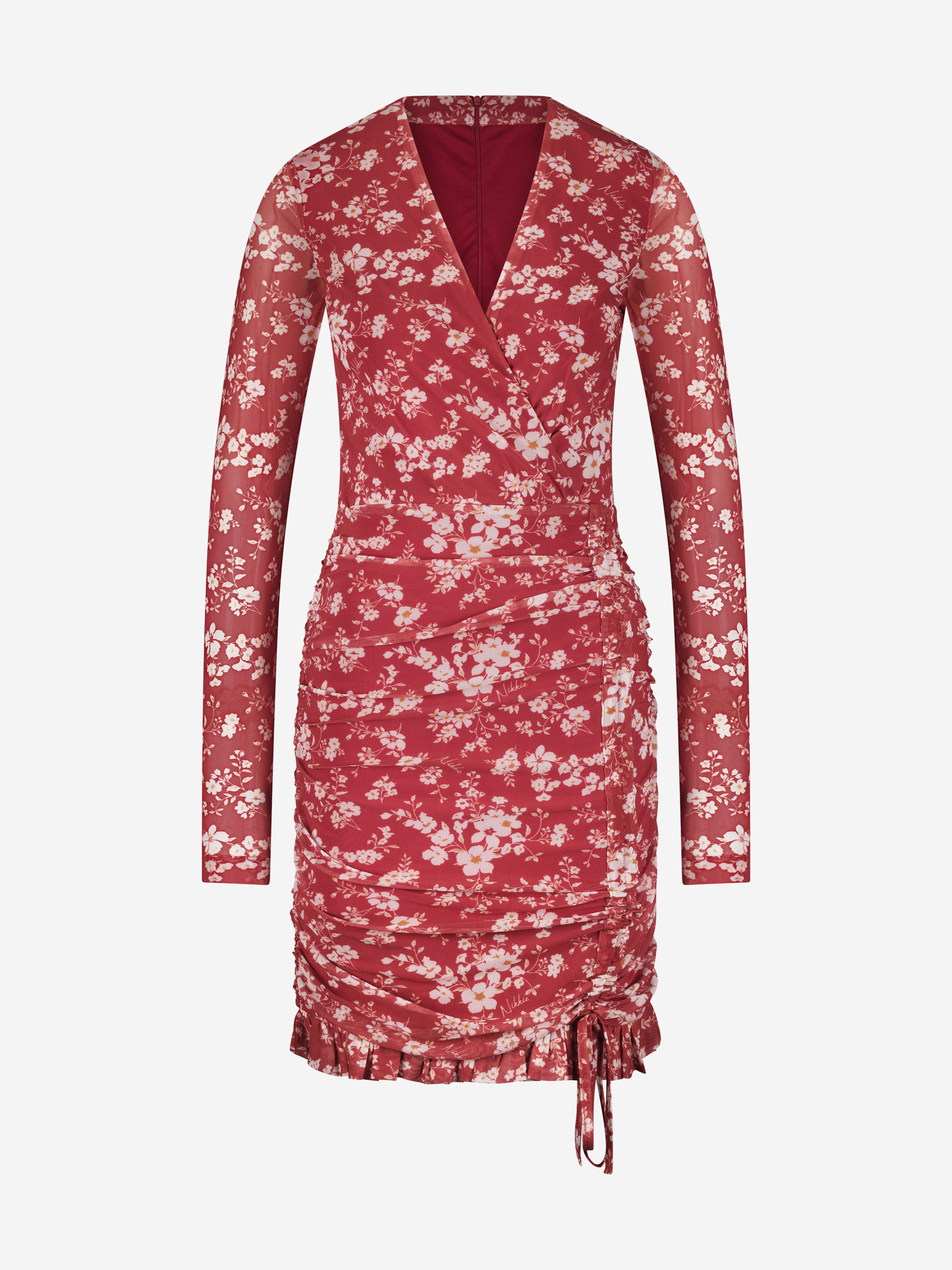 Aansluitende jurk met bloemenprint en gedrapeerd detail