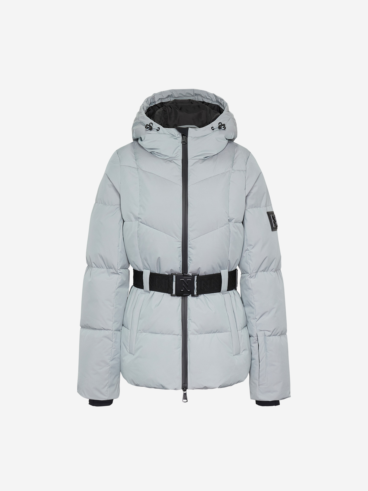 Ski jacket with elastic belt