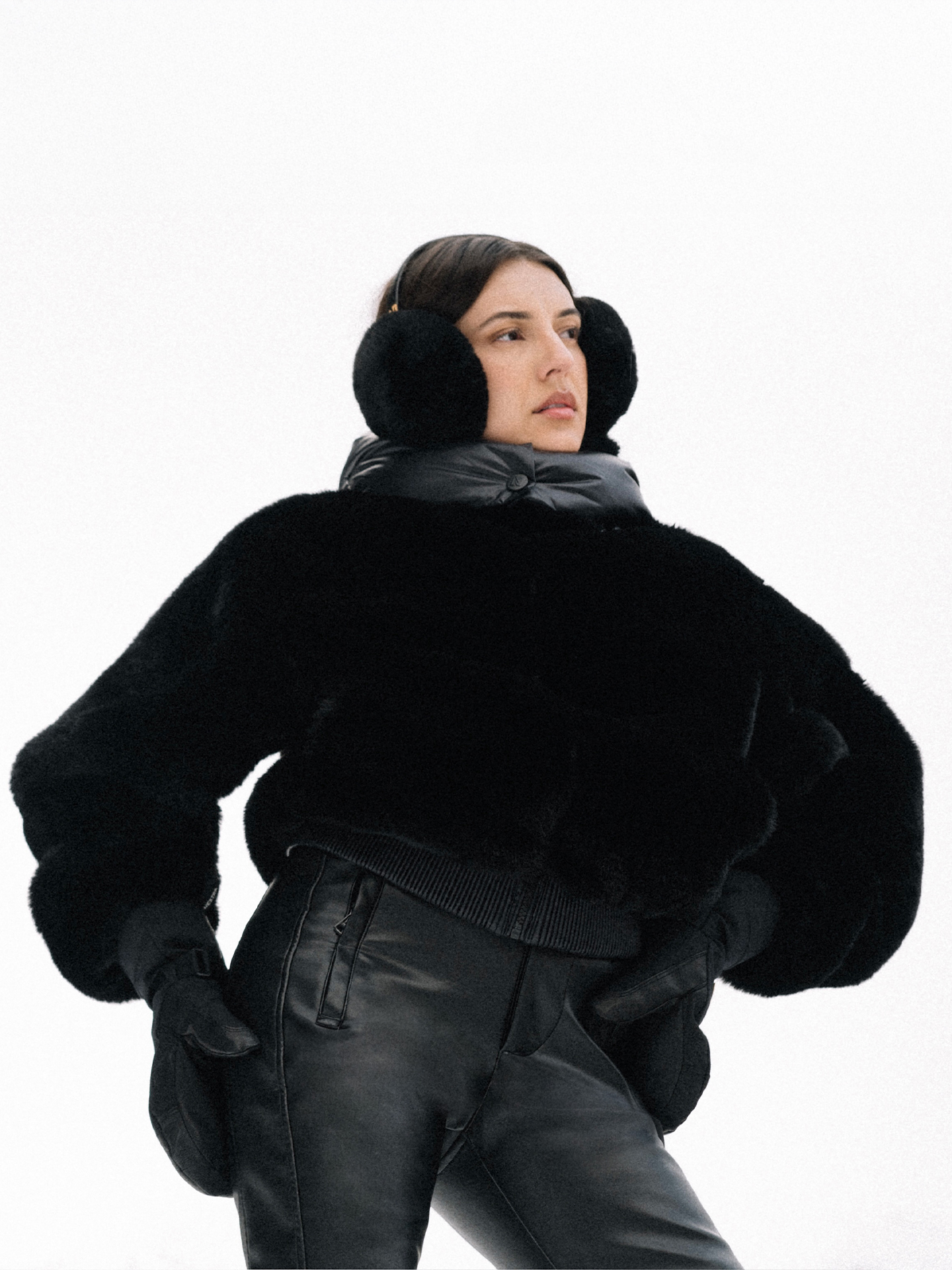 Faux fur coat with hood