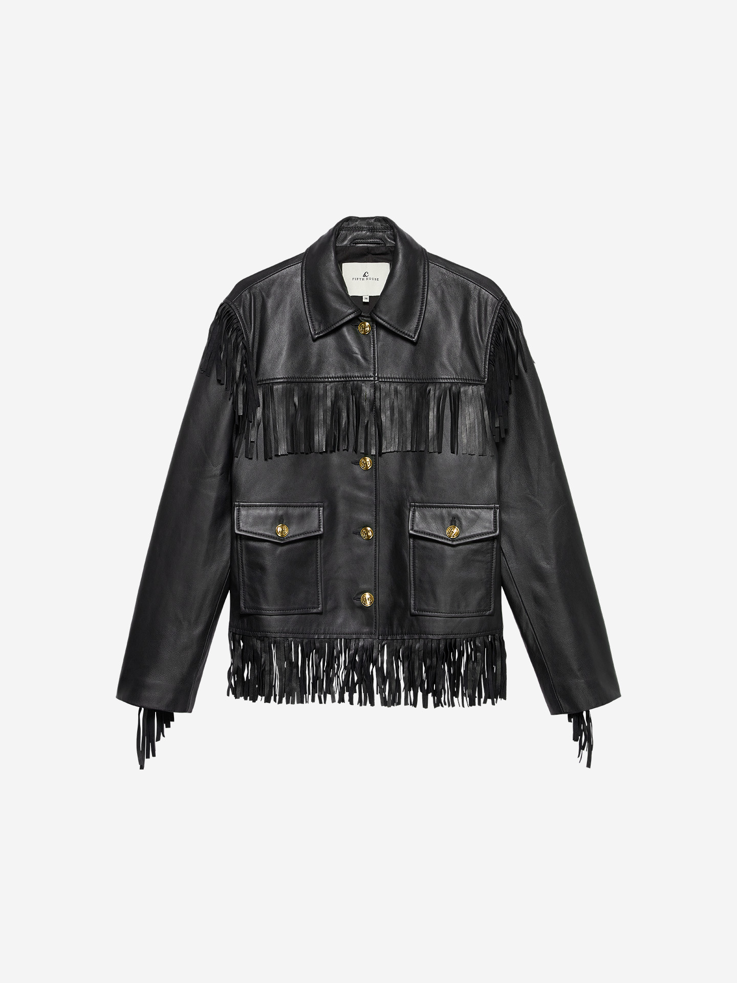 Leather jacket with fringes