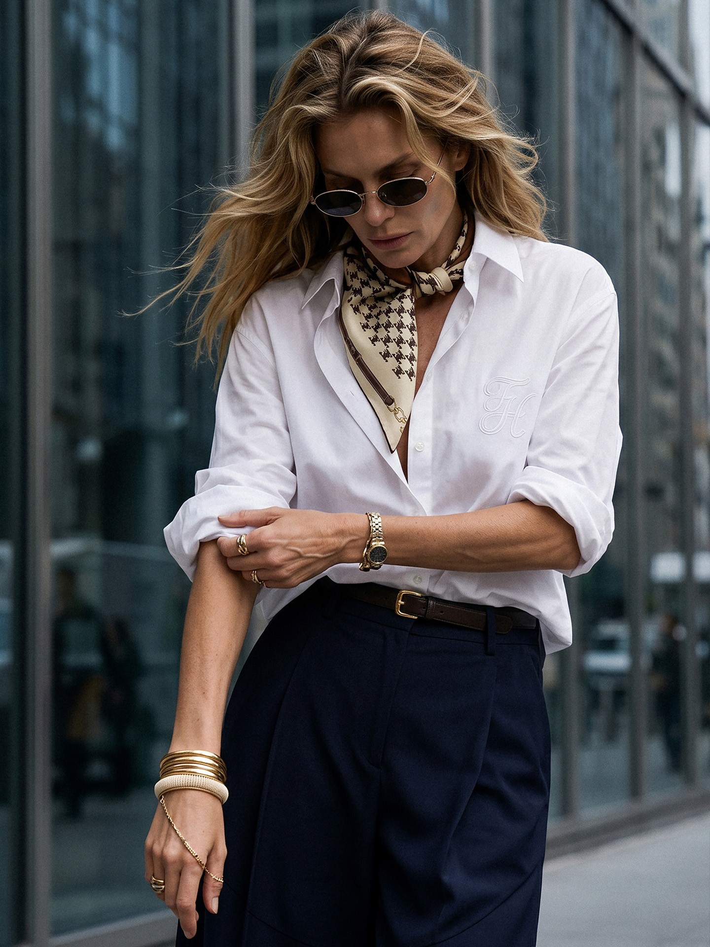 Oversized blouse with embroidered logo