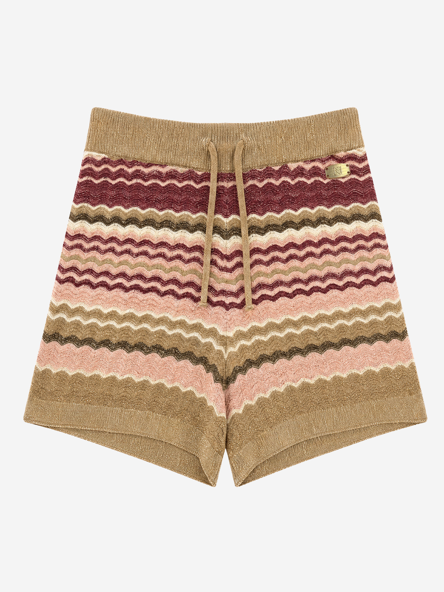 Ajour gebreide short met zigzagpatroon