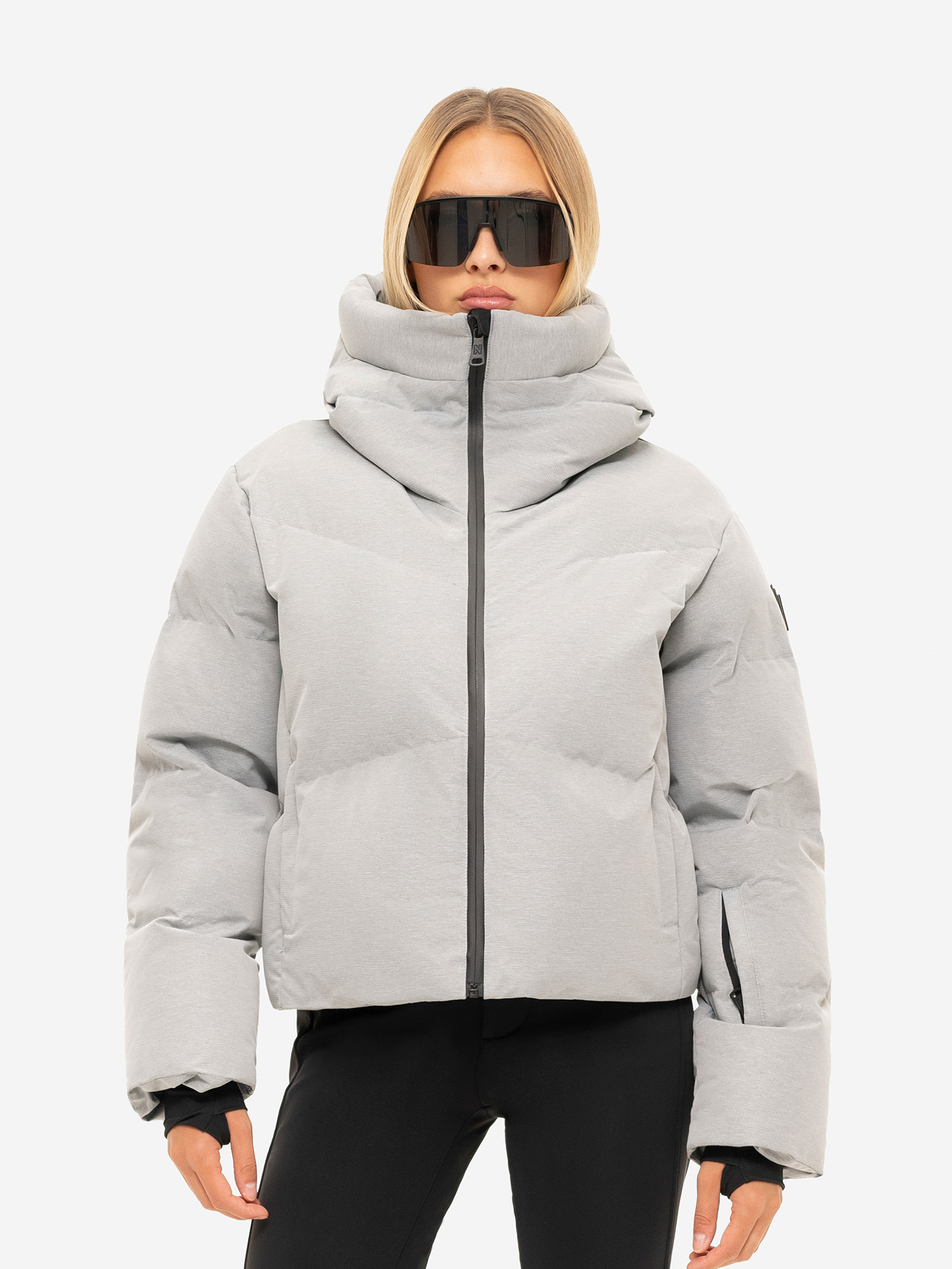 Melange ski jacket with hood