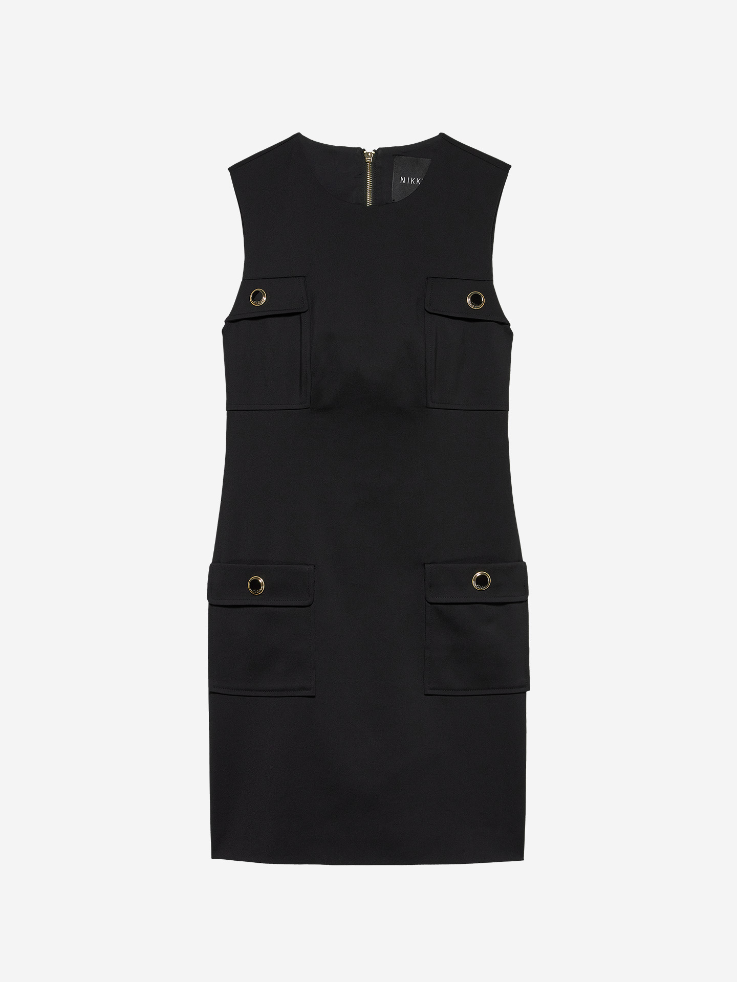 Sleeveless dress with flap pockets