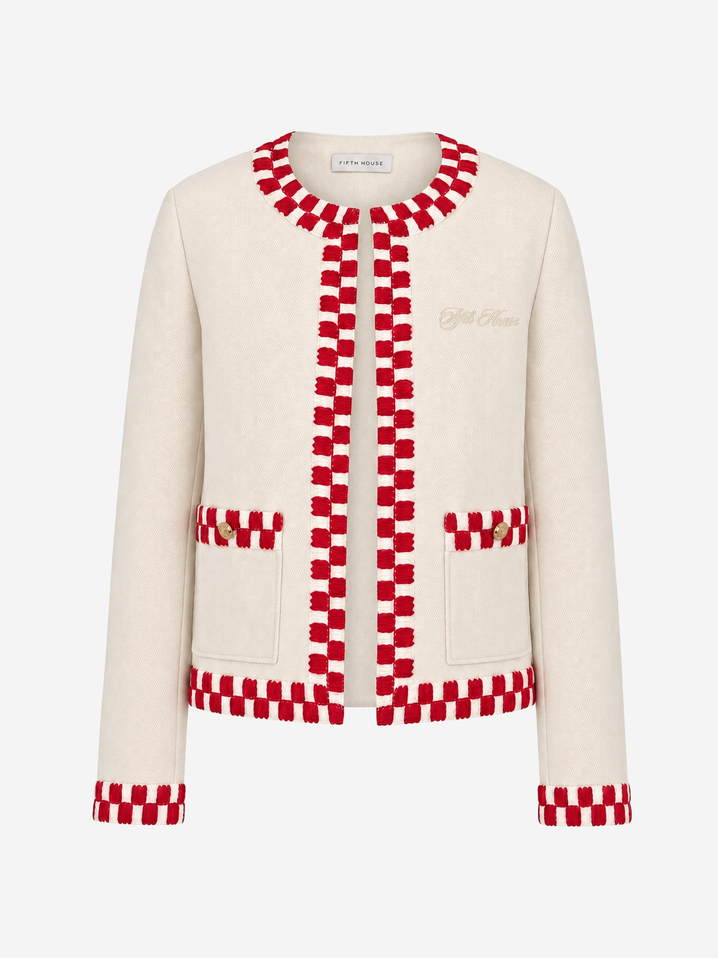 Jacket with woven trim