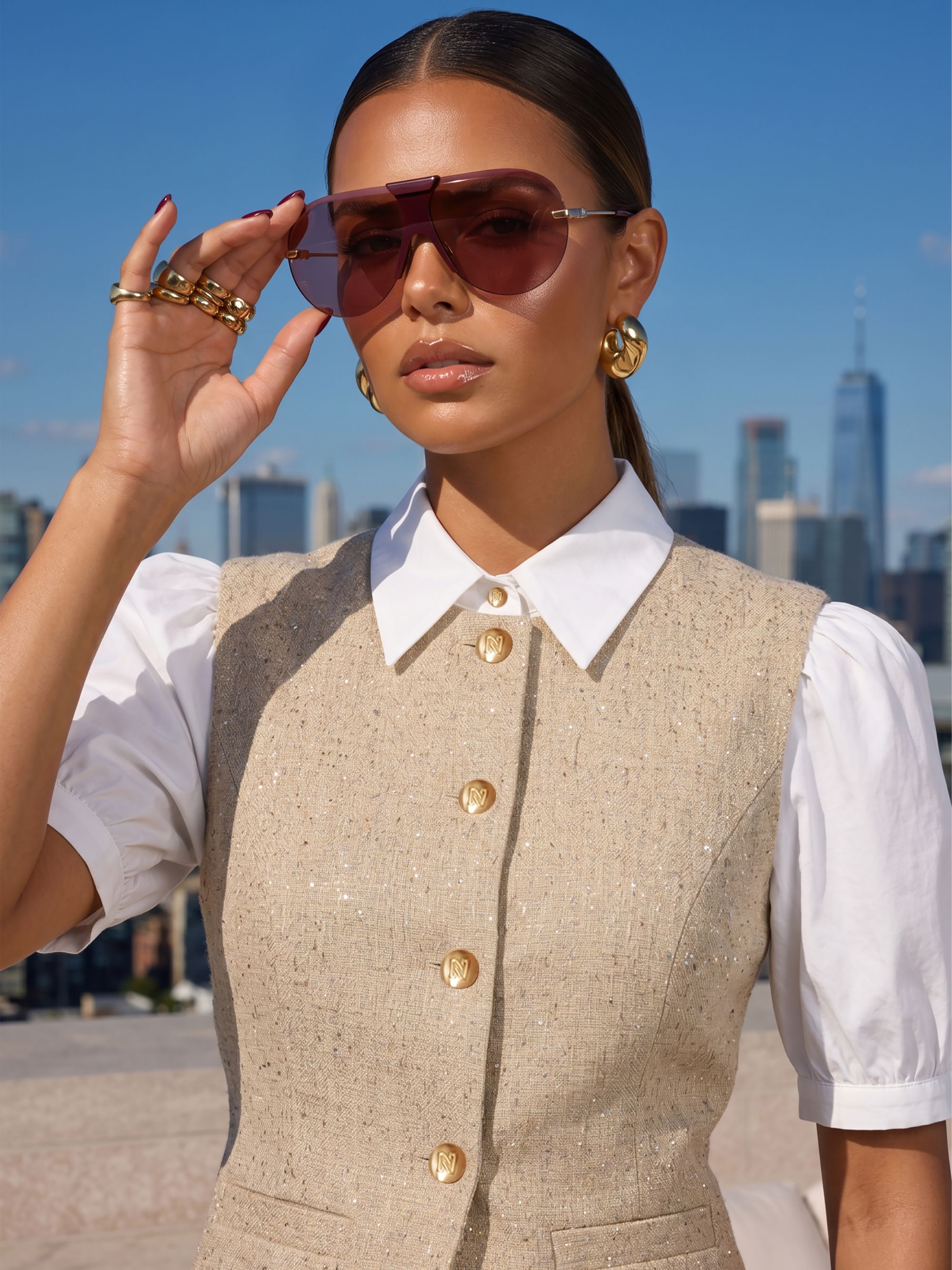 Gilet met glitterdetails
