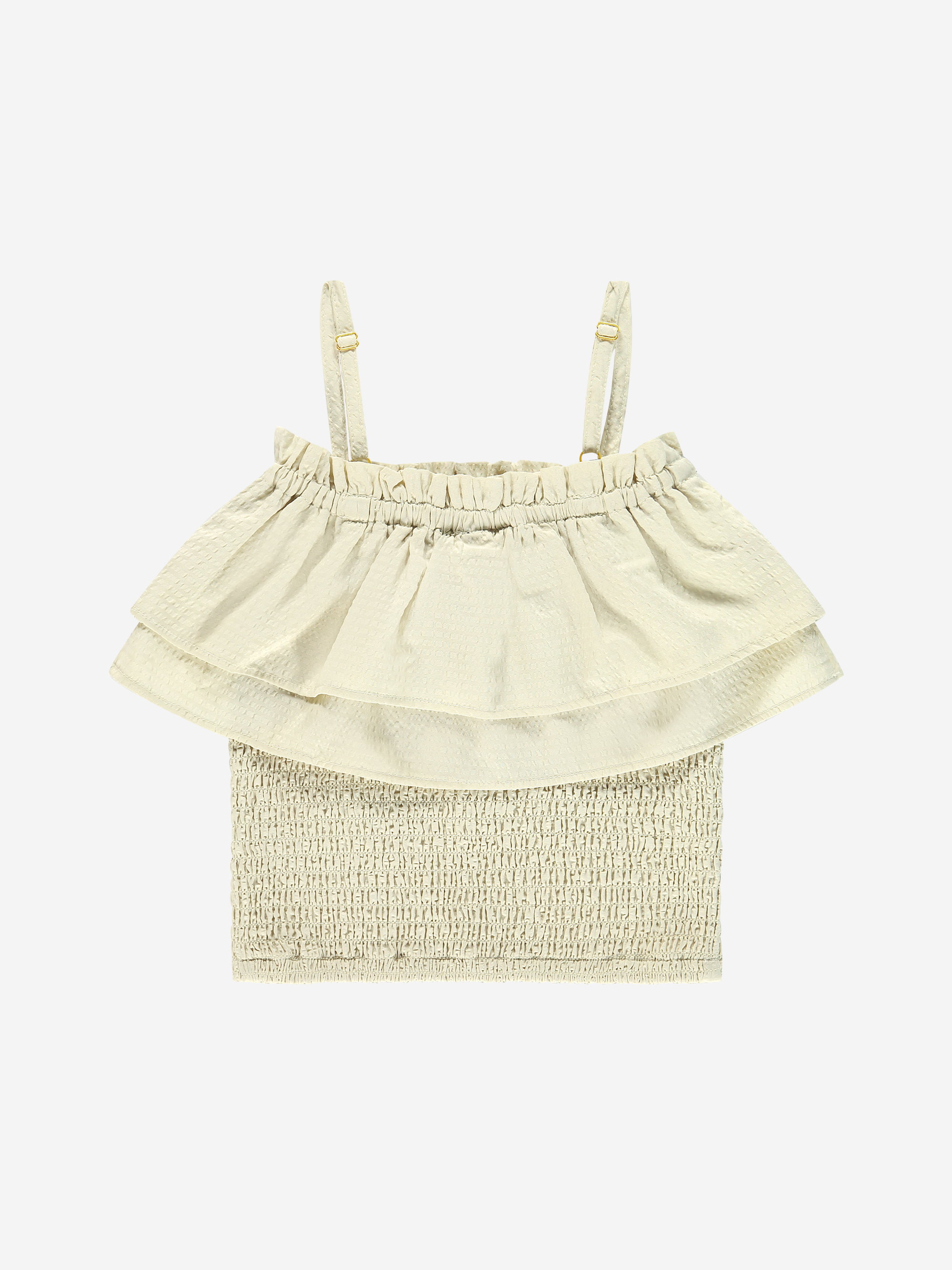 Smocked top with flounces