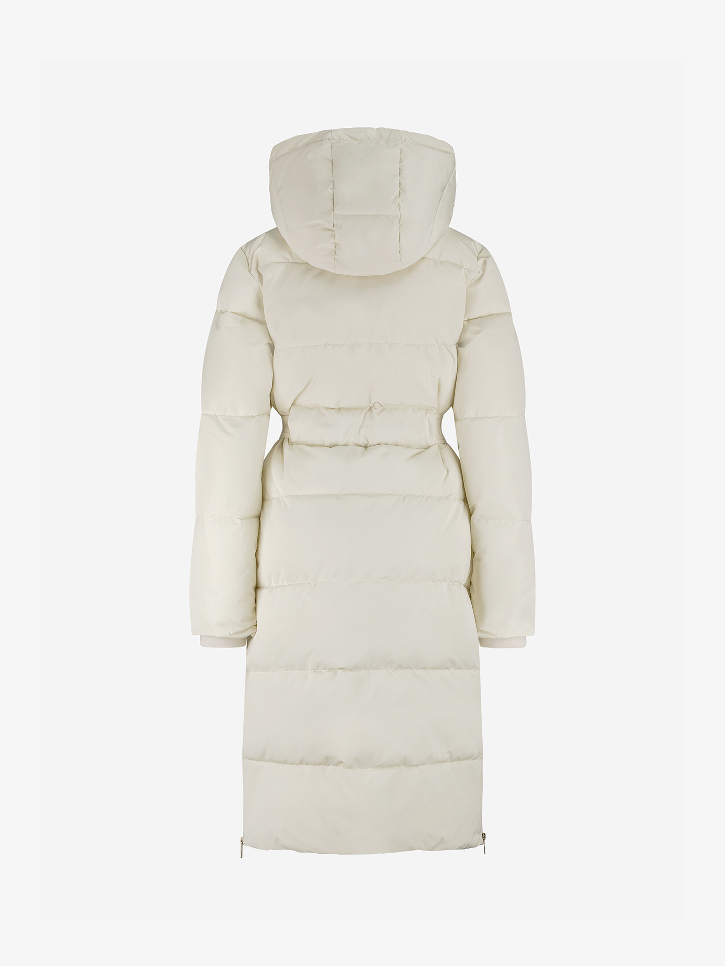 Long padded coat with belt