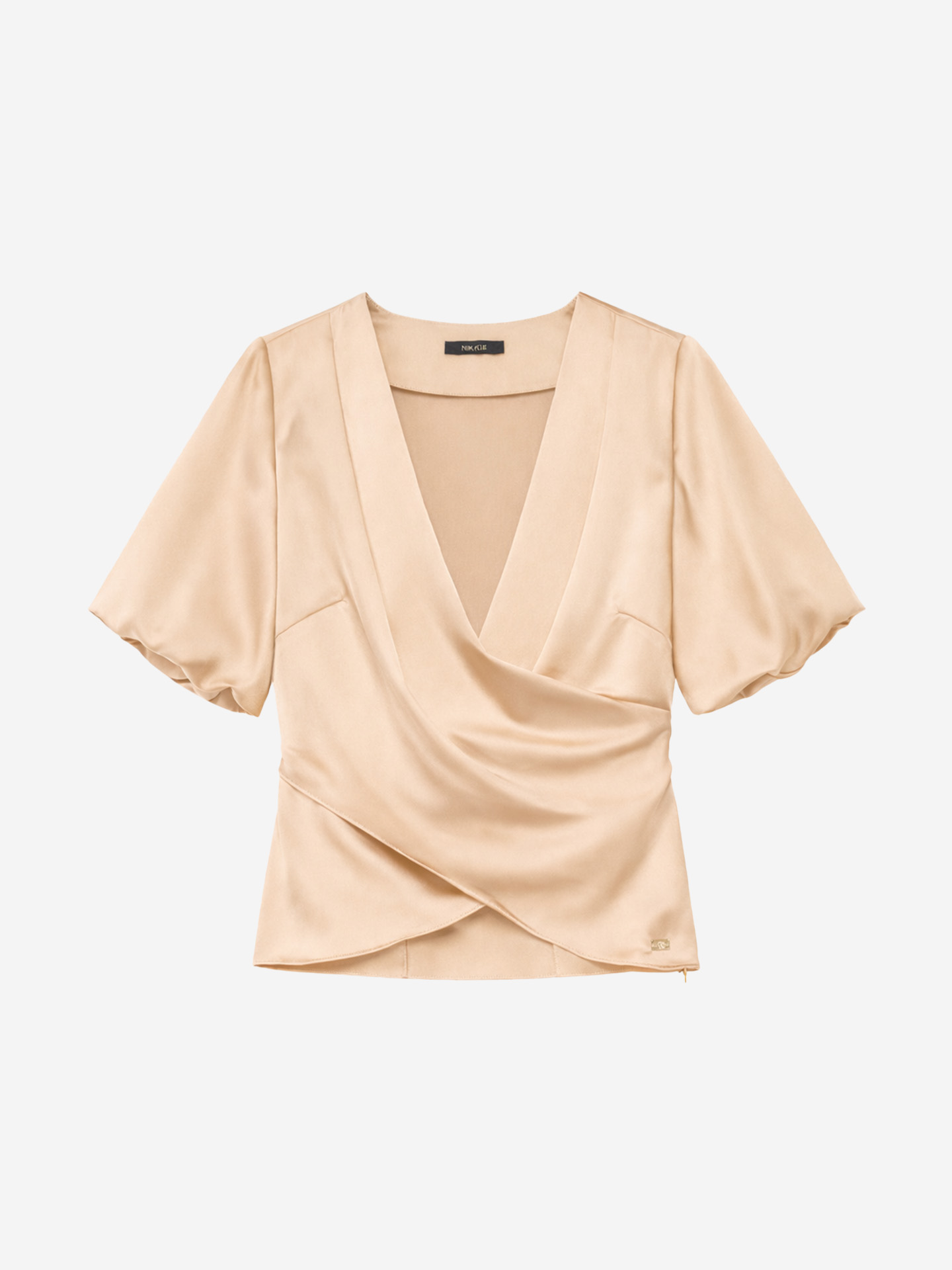 Satijnen blouse met watervalhals