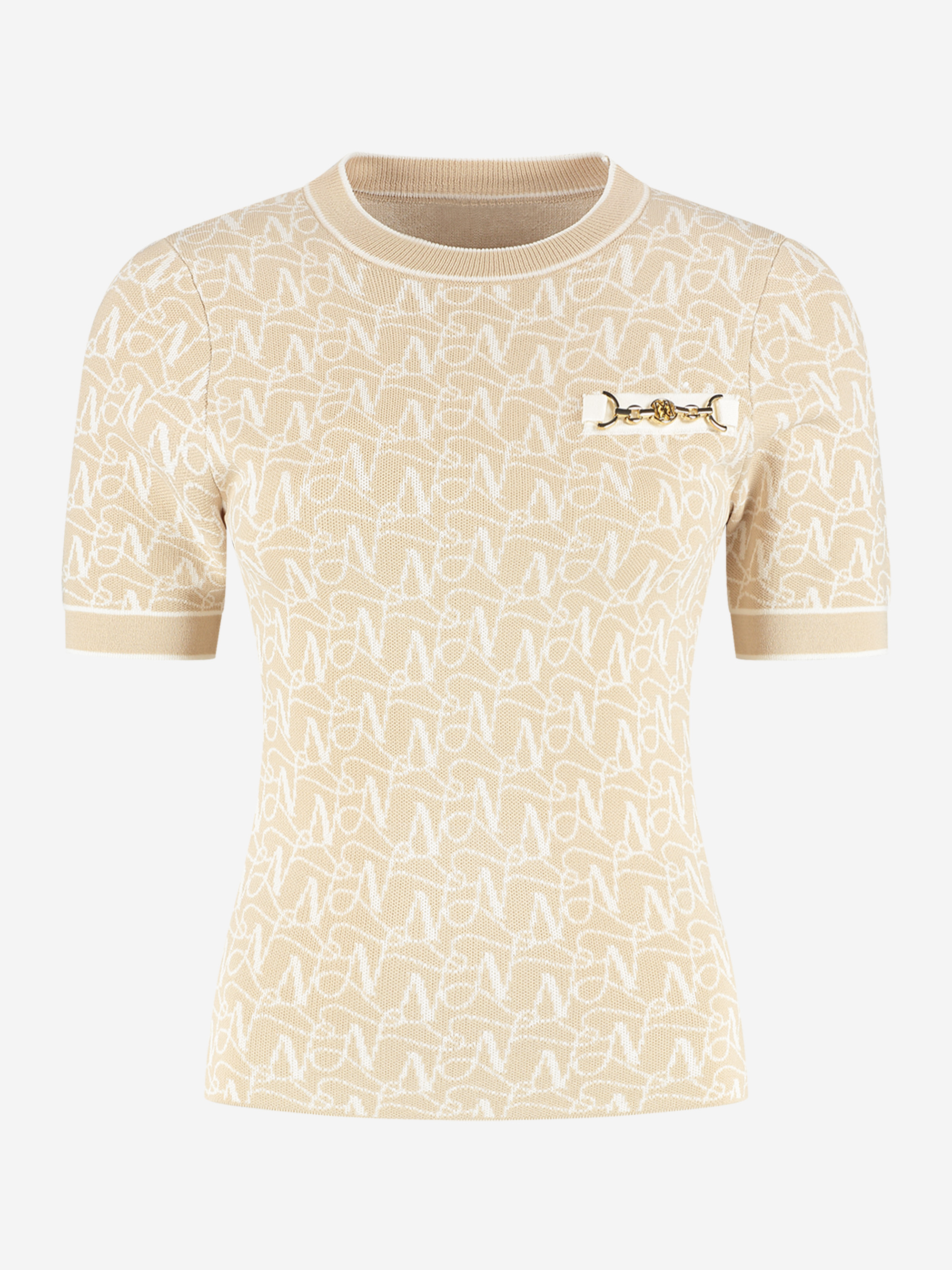 Aansluitende top met logo patroon en ketting detail