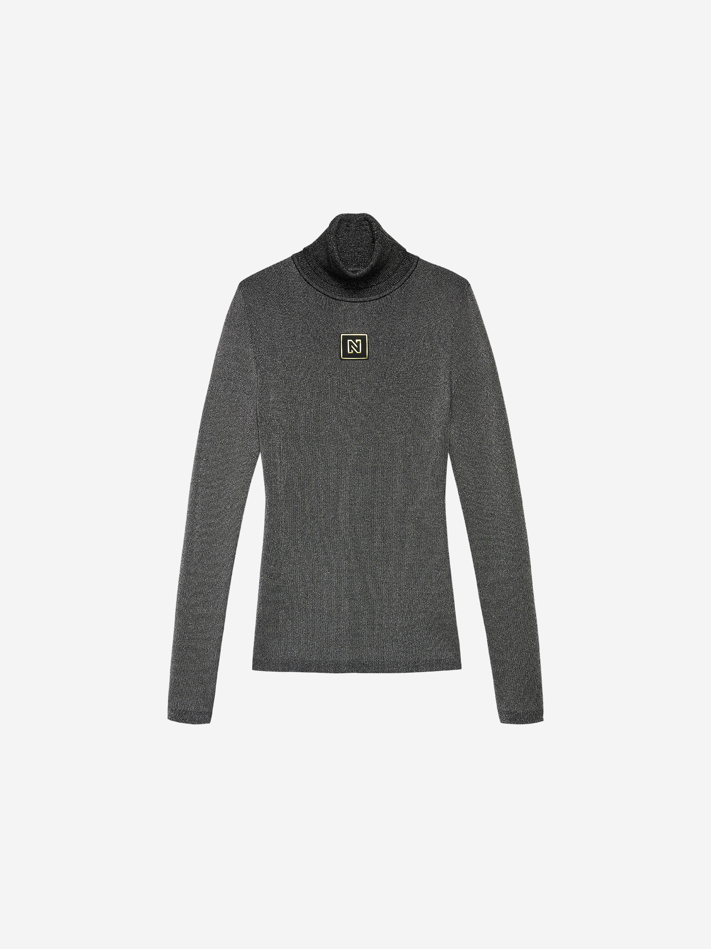 Turtleneck sweater with metallic look