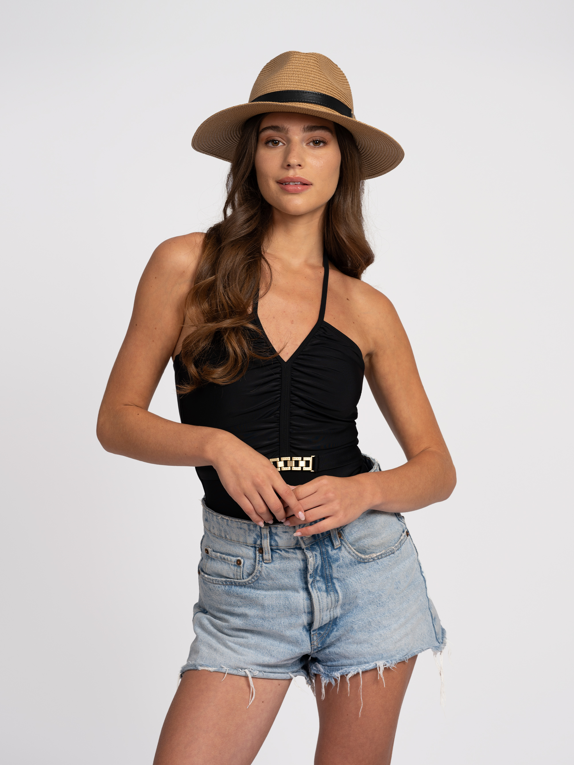 Halter swimsuit with chain detail