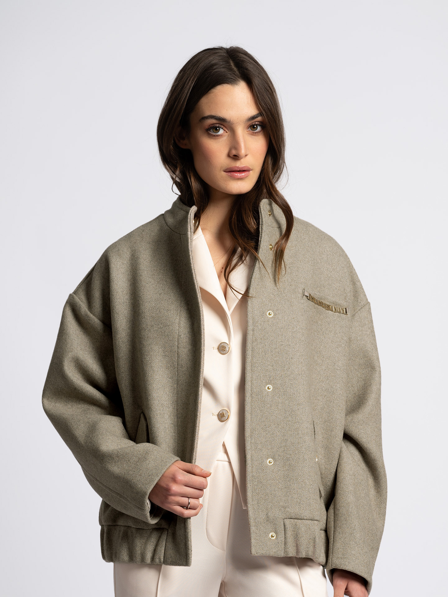 Wool blend bomber jacket