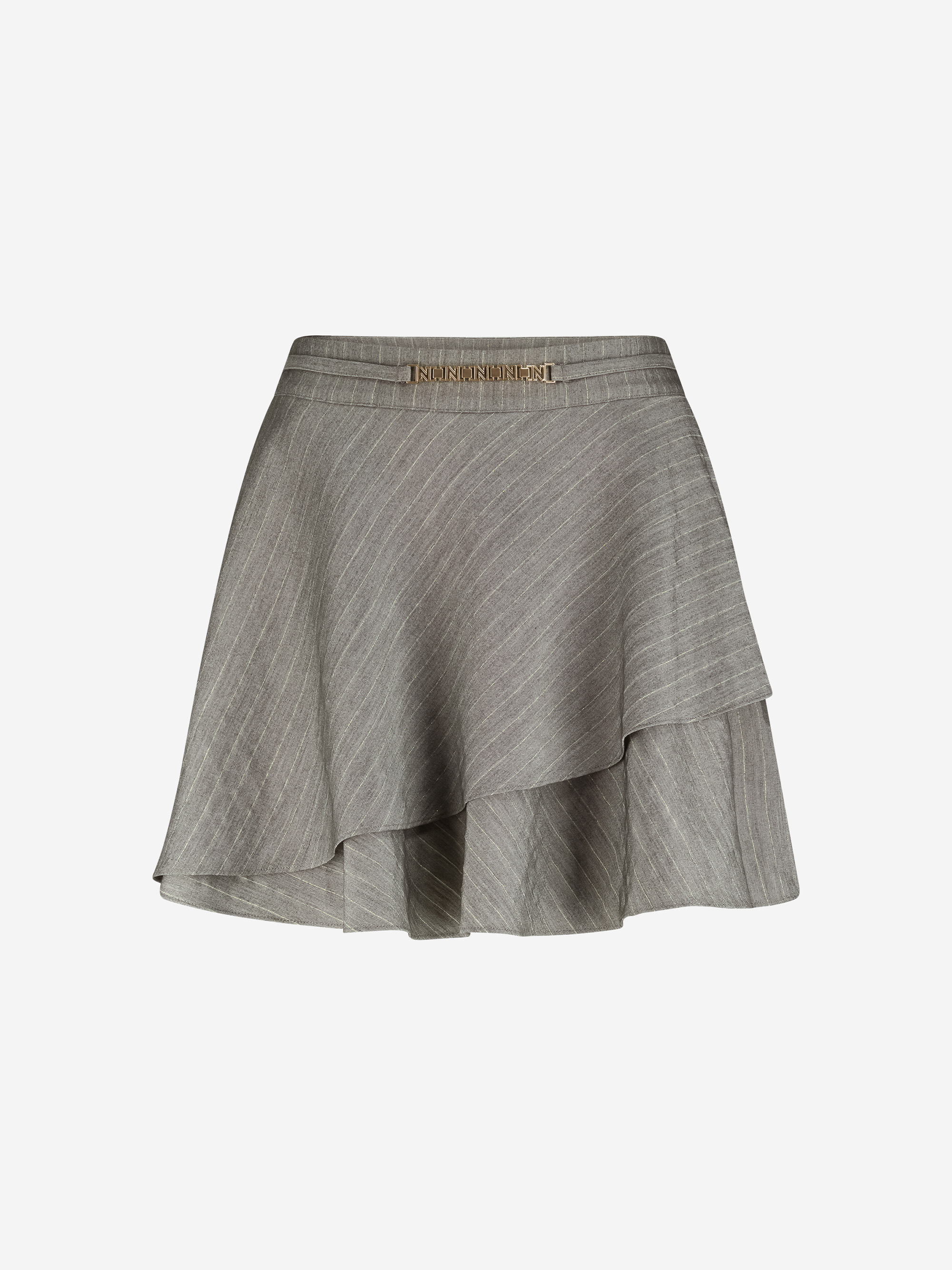 Striped skirt with asymmetrical flounce