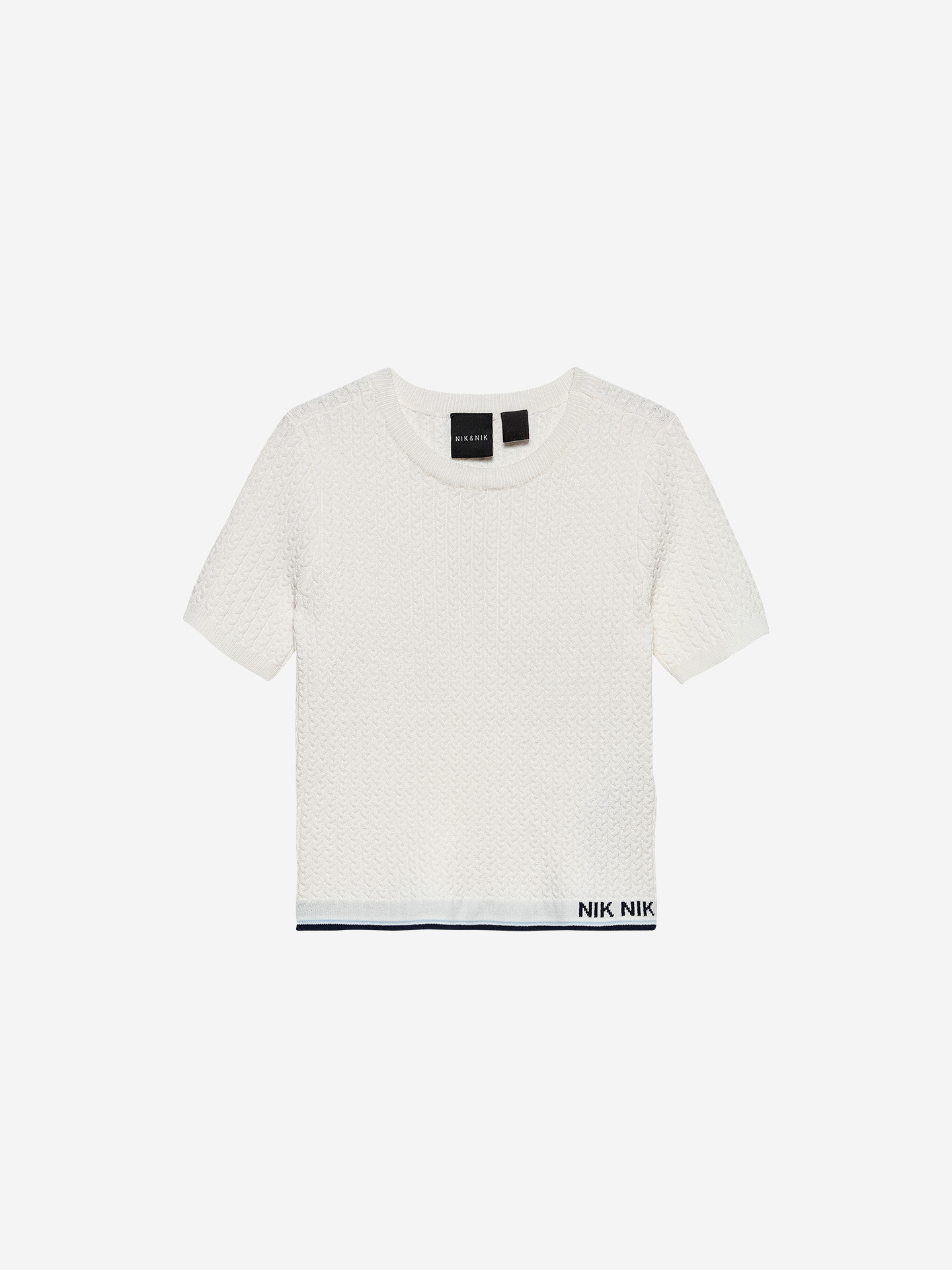 Knitted top with herringbone structure