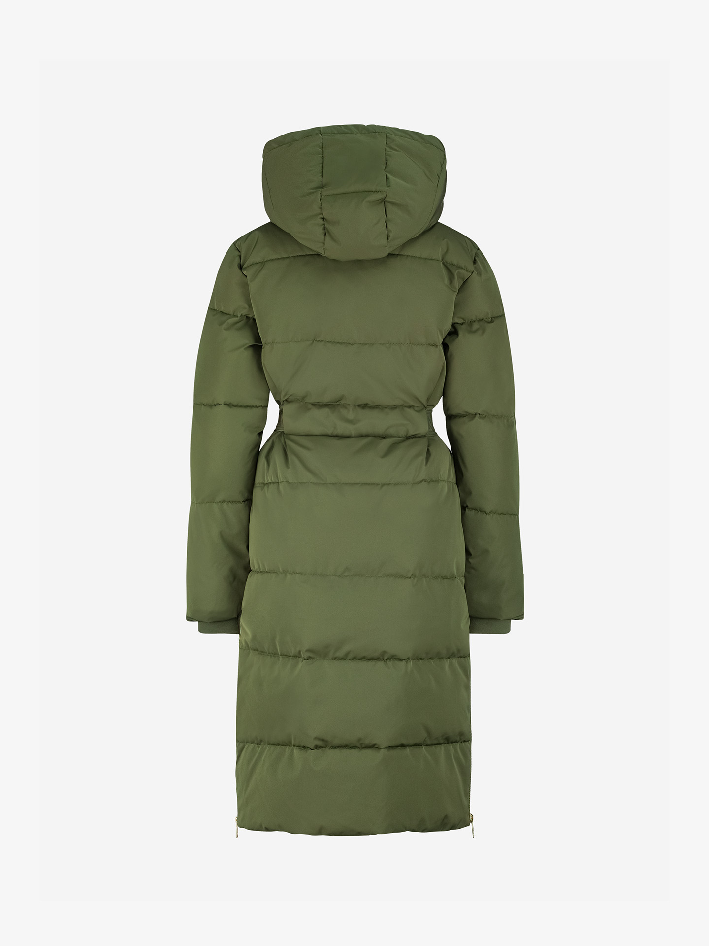 Long padded coat with belt