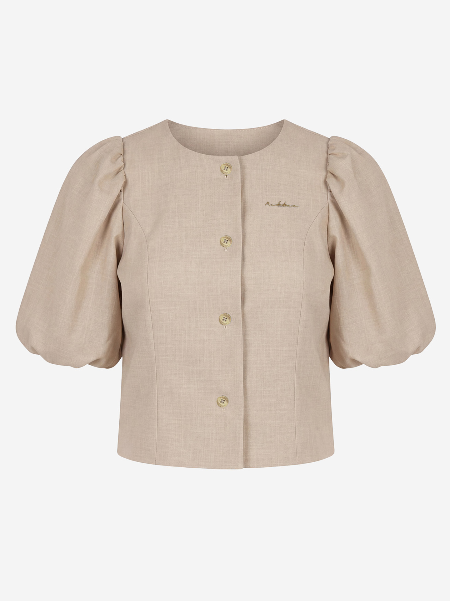 Korte top met pofmouwen