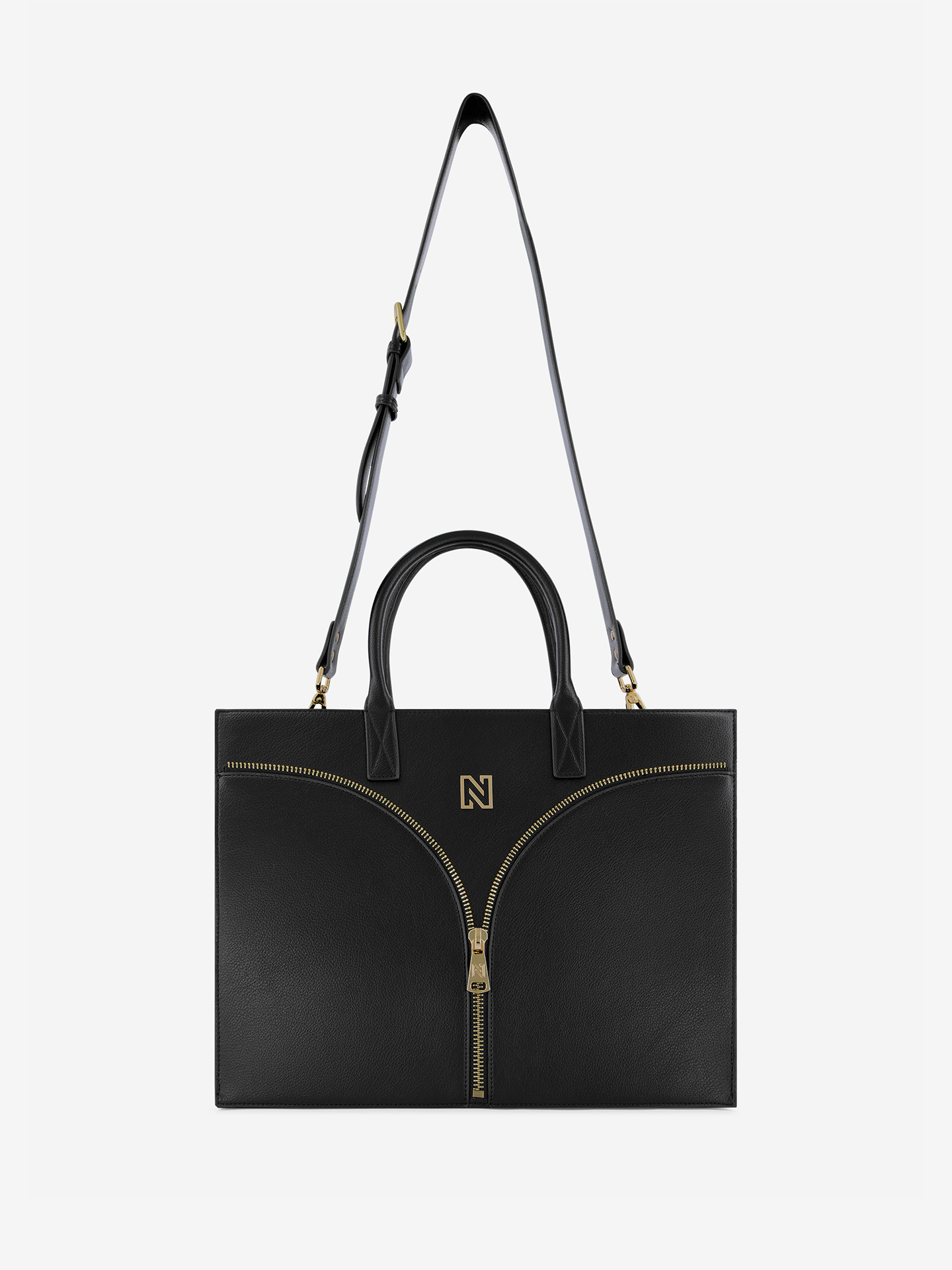 Imitation leather shopper with zipper detail