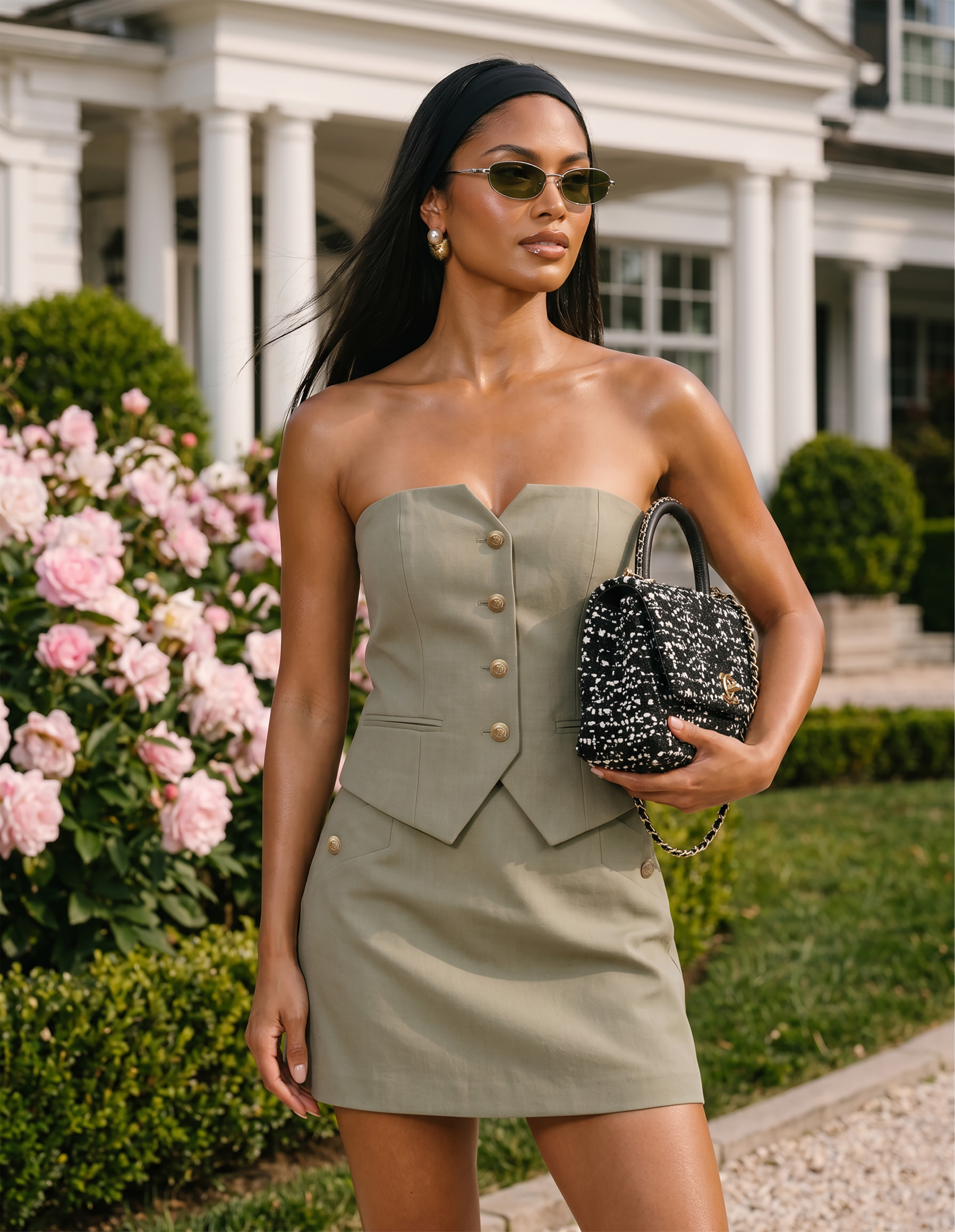 Gemêleerde strapless top