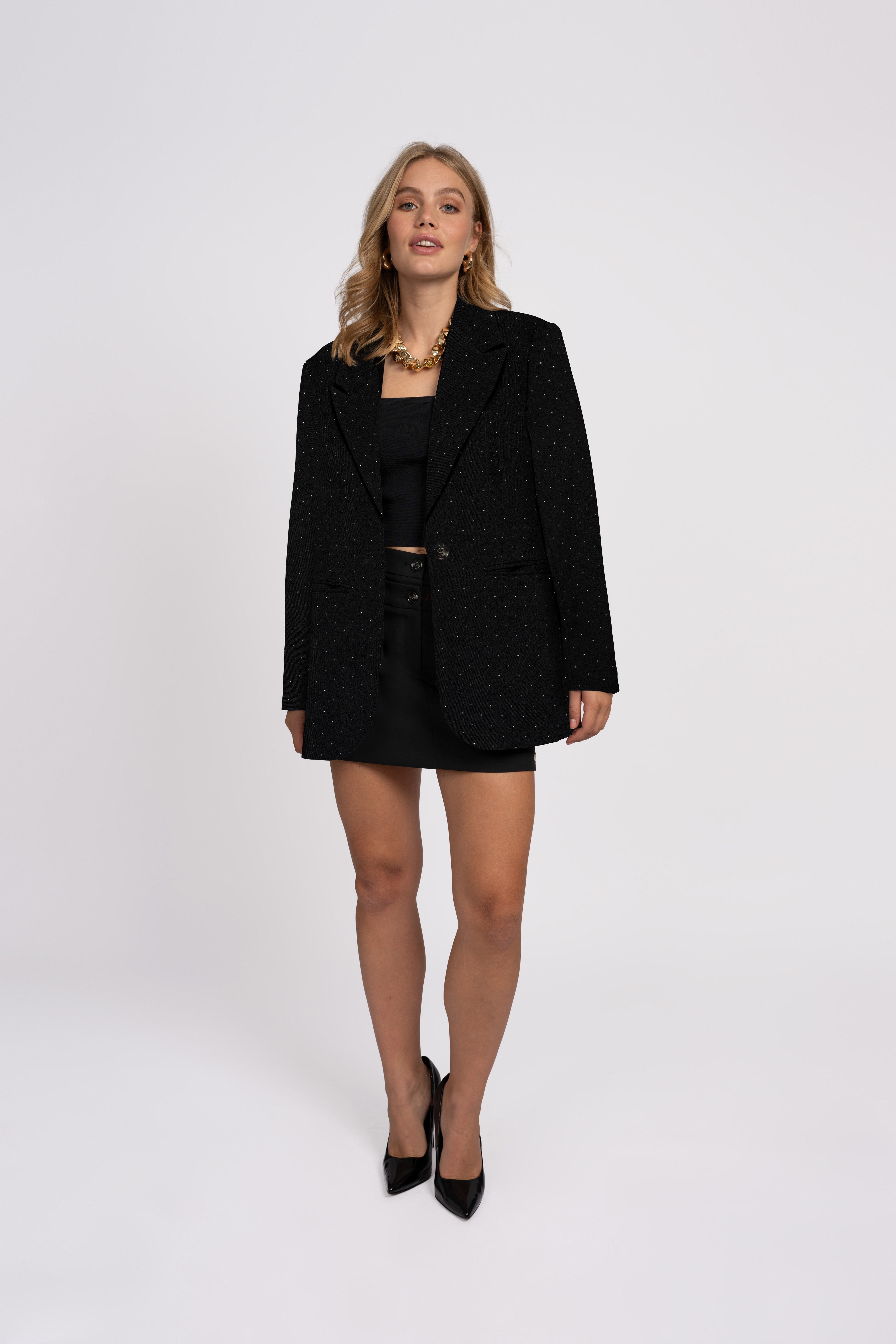 Blazer met glitter studs
