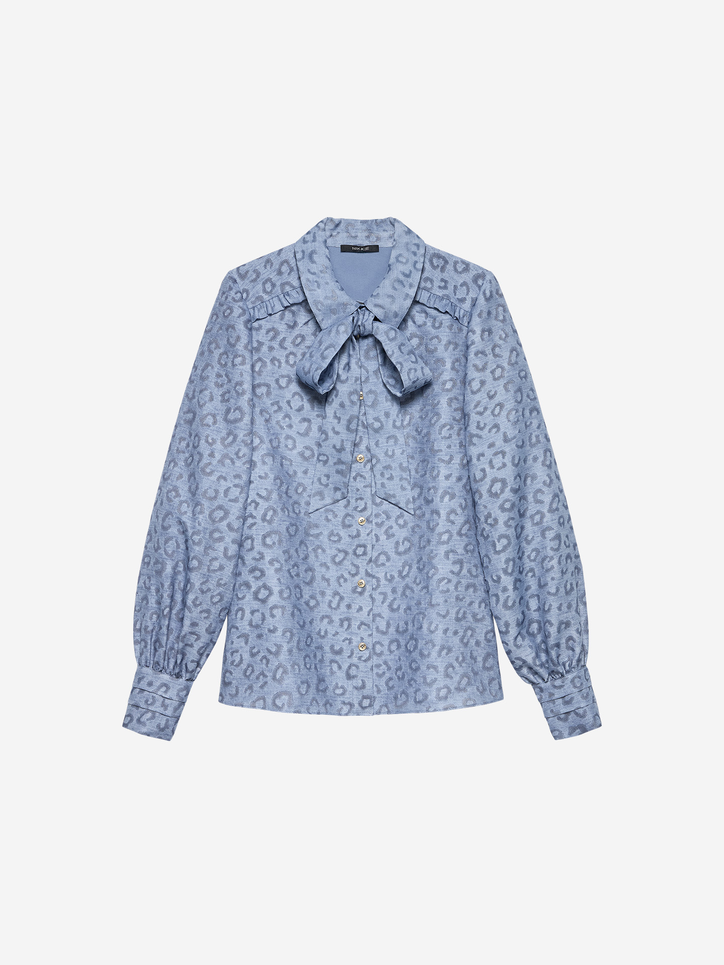 Leopard print blouse with bow detail
