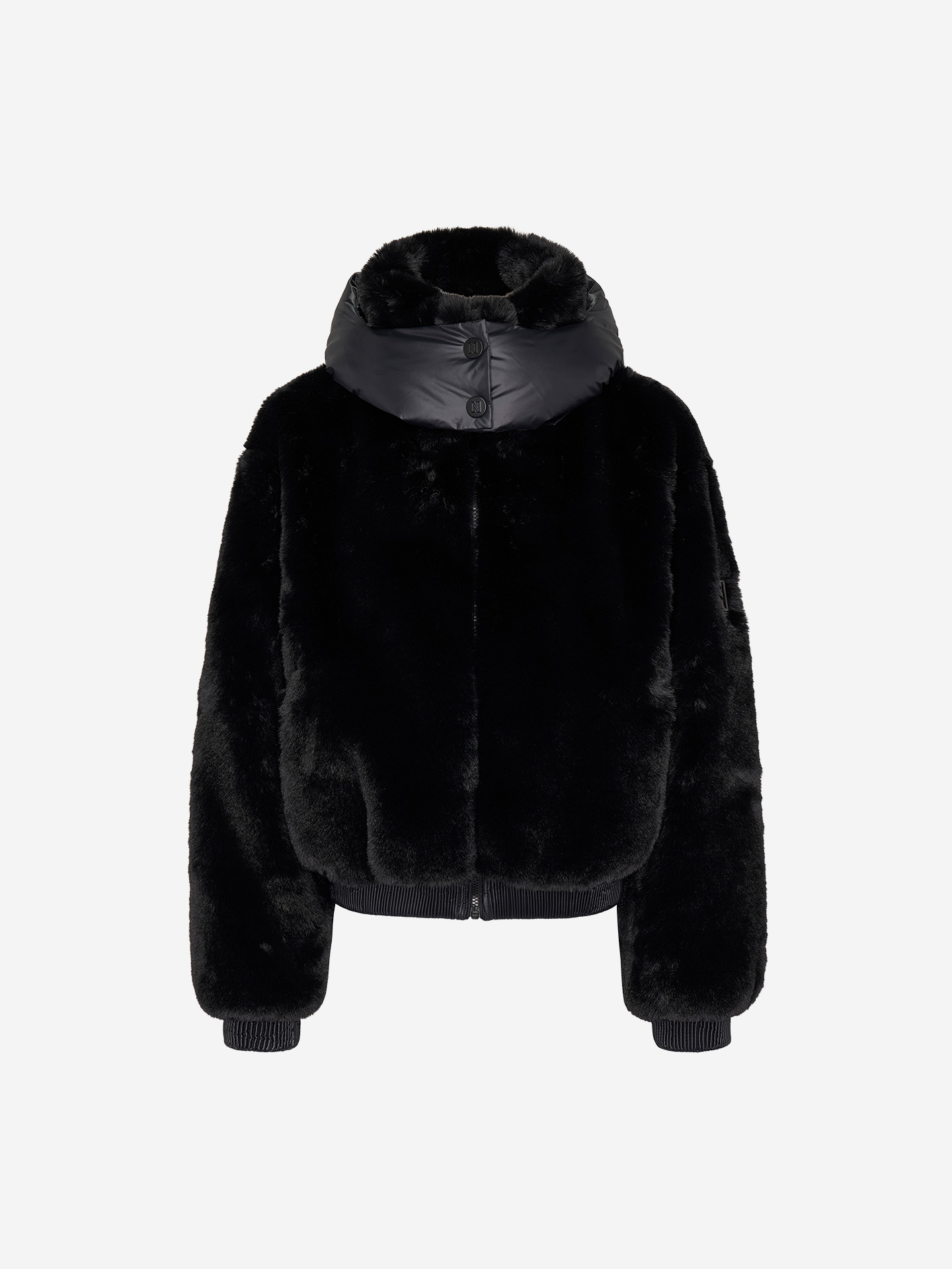 Faux fur coat with hood