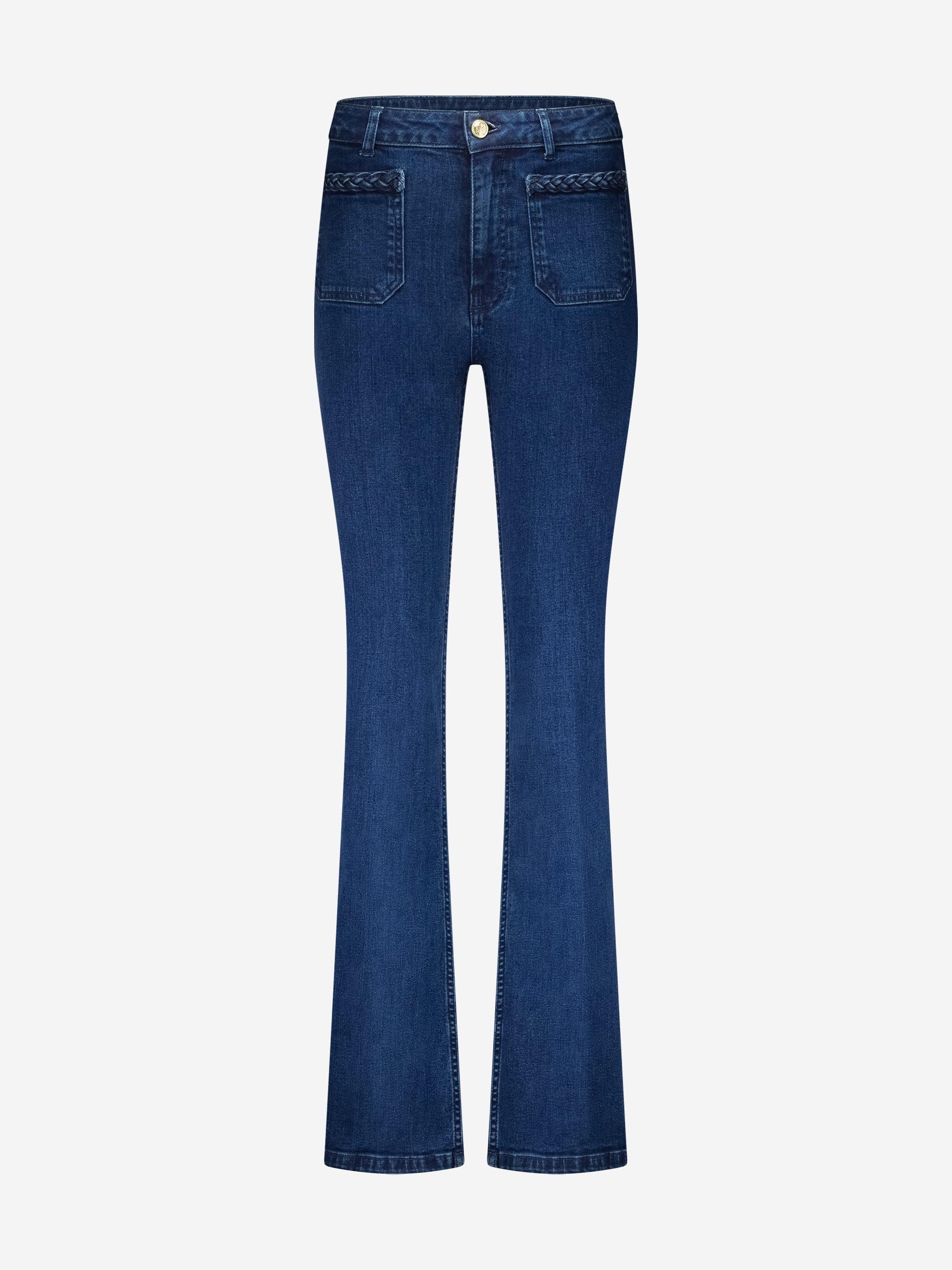 Flared jeans met gevlochten detail bij zakken