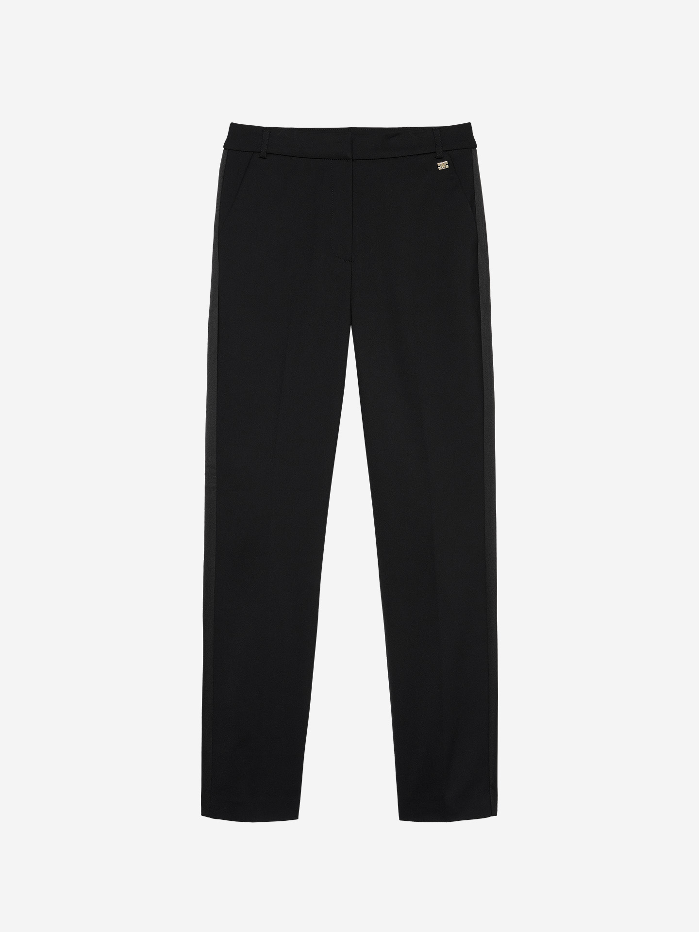 Pants with satin piping