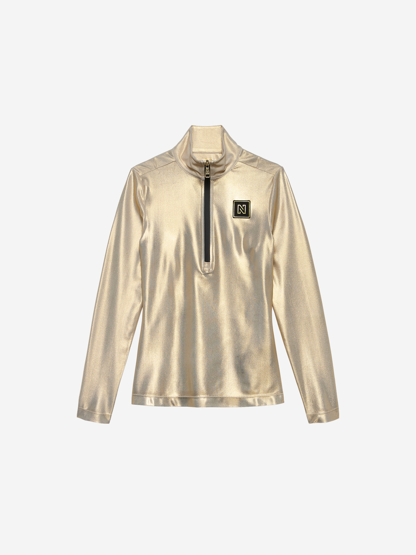 Ski pullover with metallic look