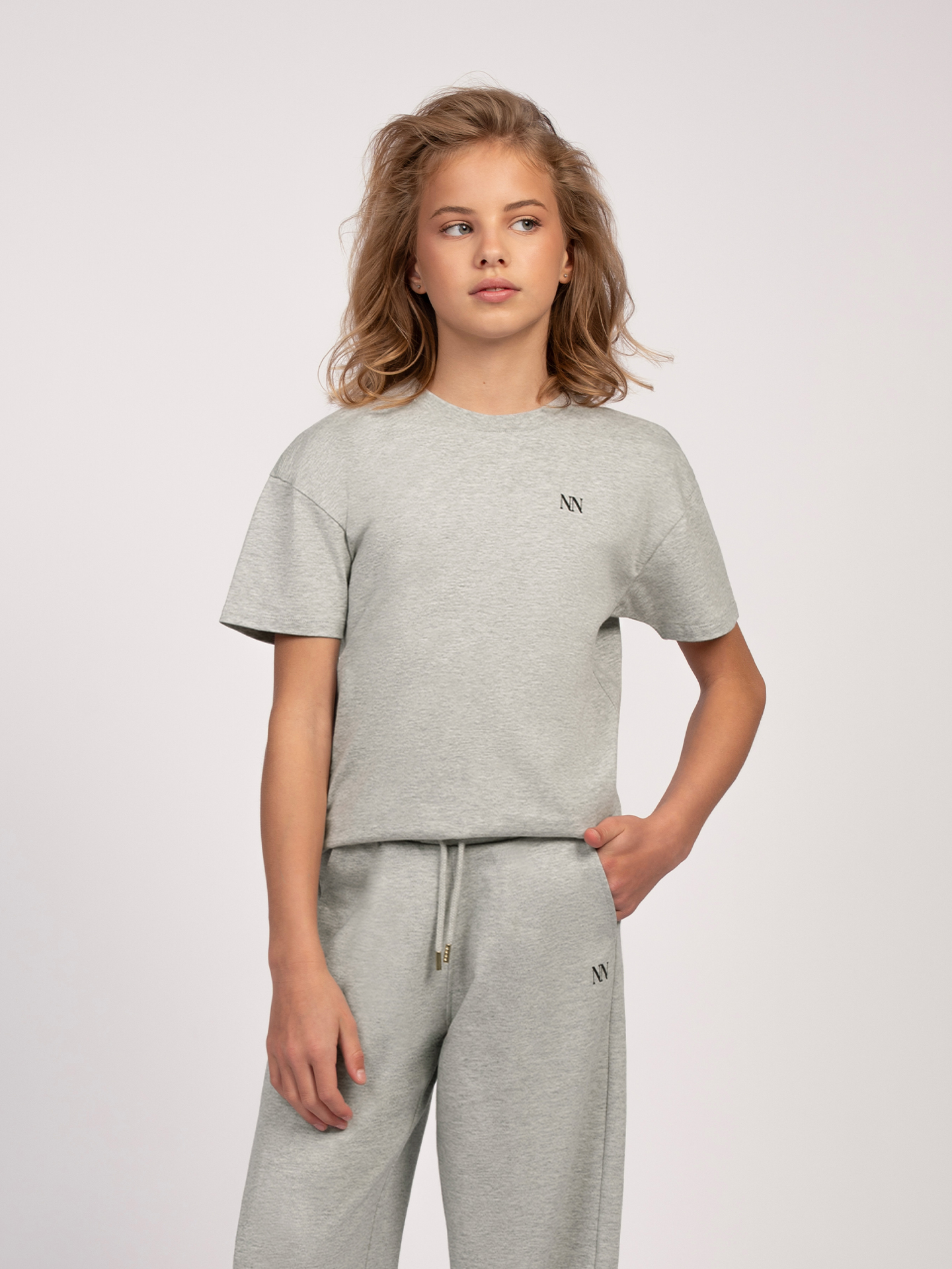 Melange T-shirt with text print