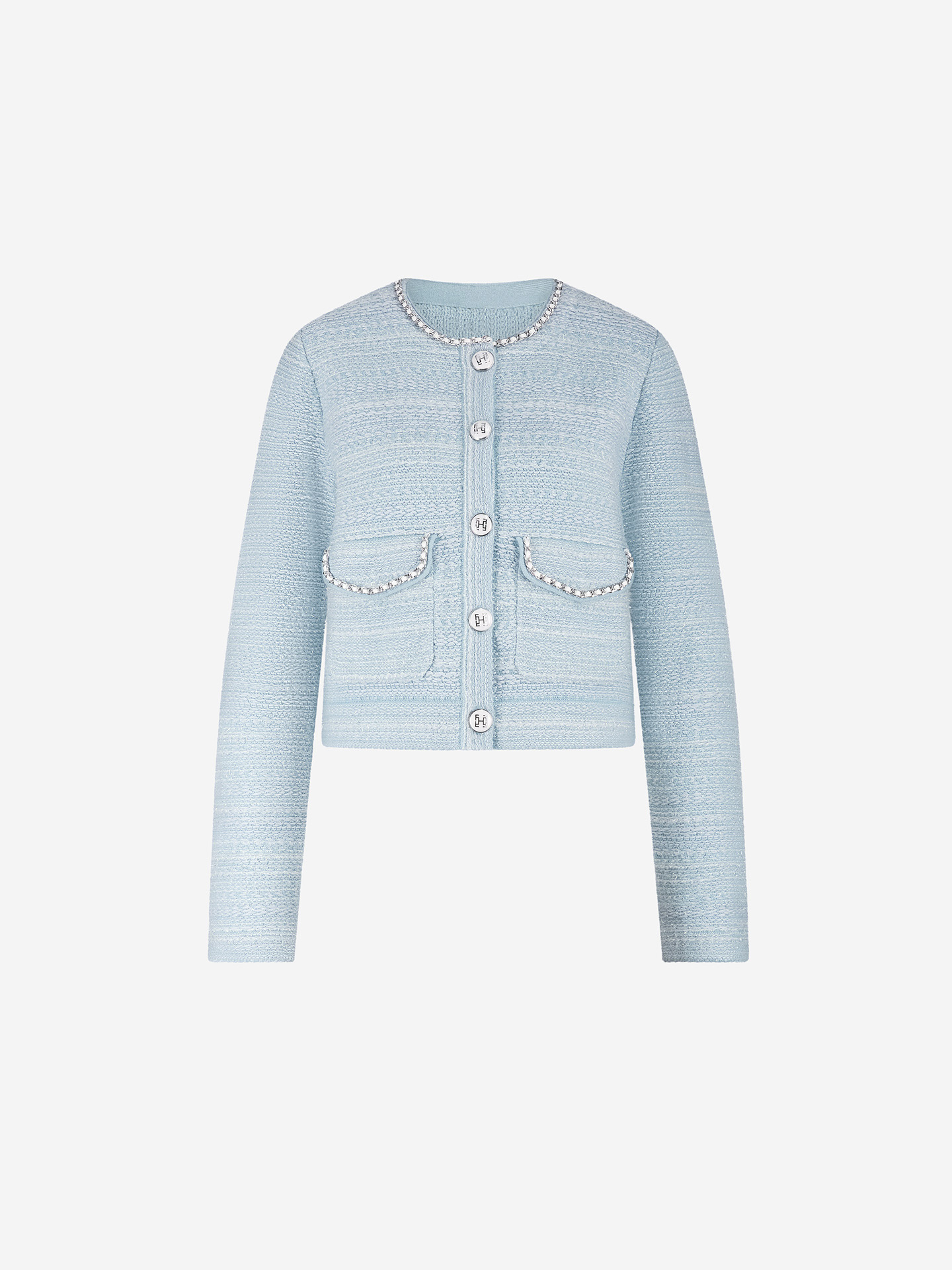 Bouclé cardigan with chain details