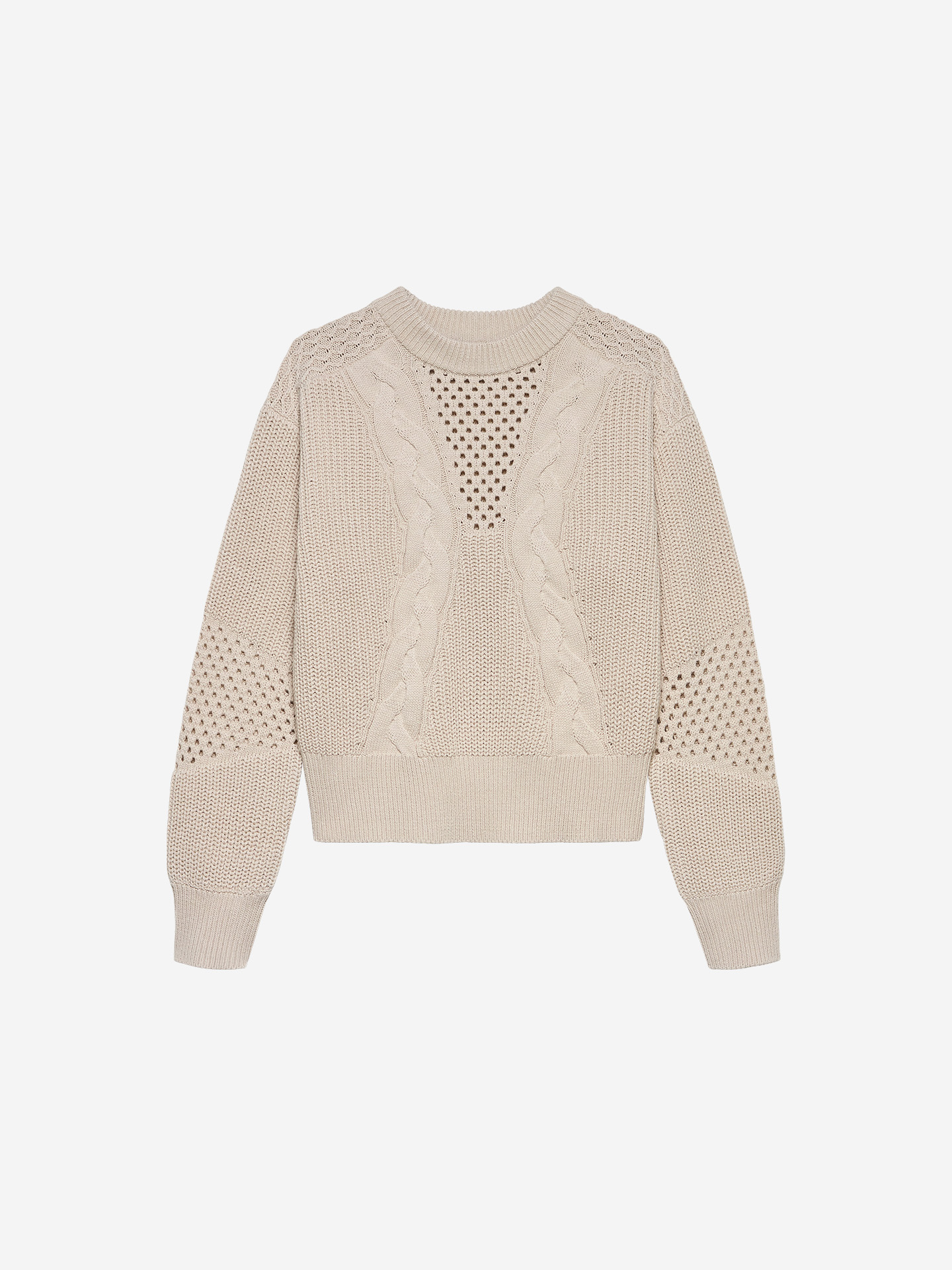 Gebreide trui met verschillende texturen