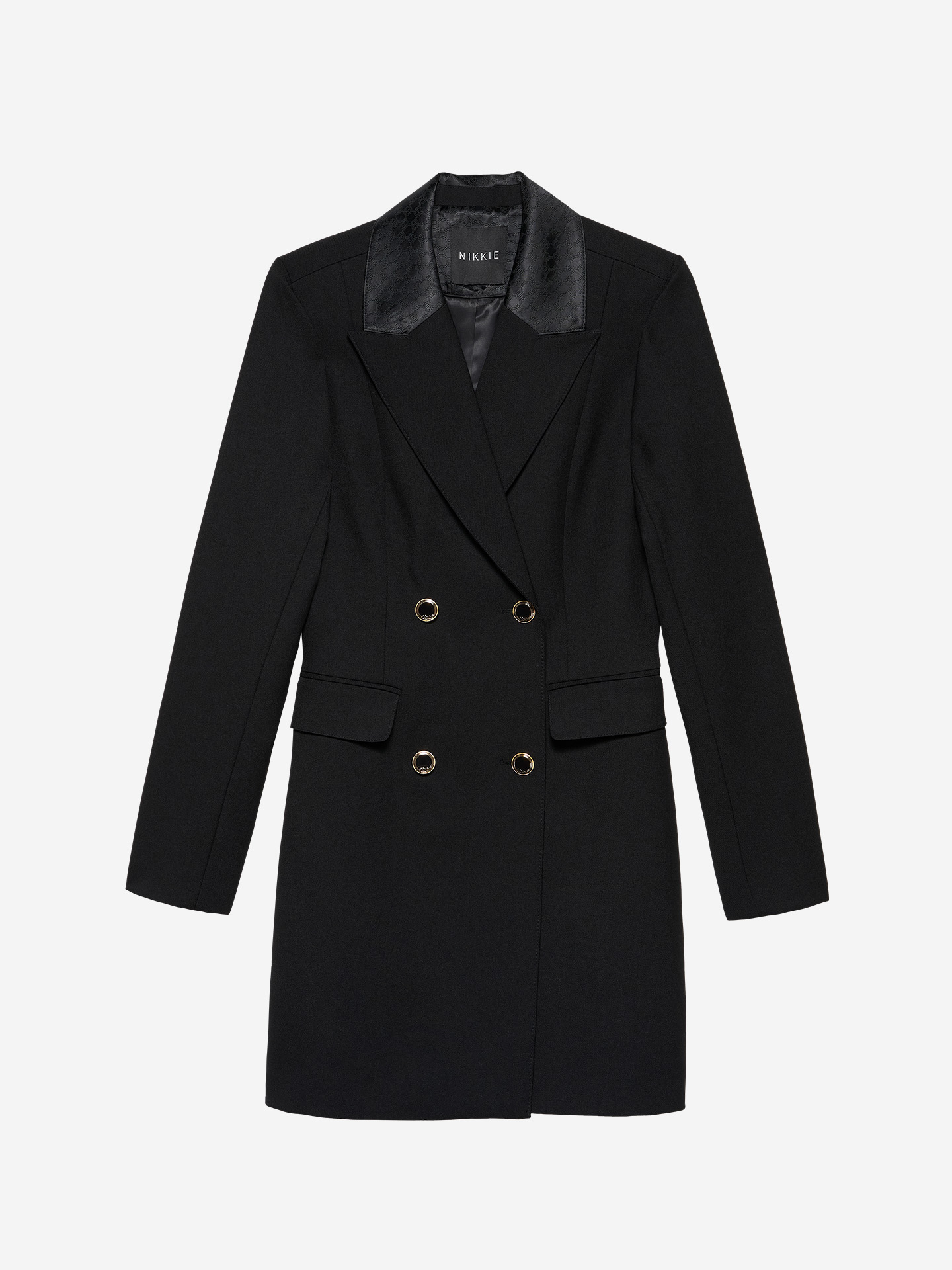 Blazer dress with satin collar