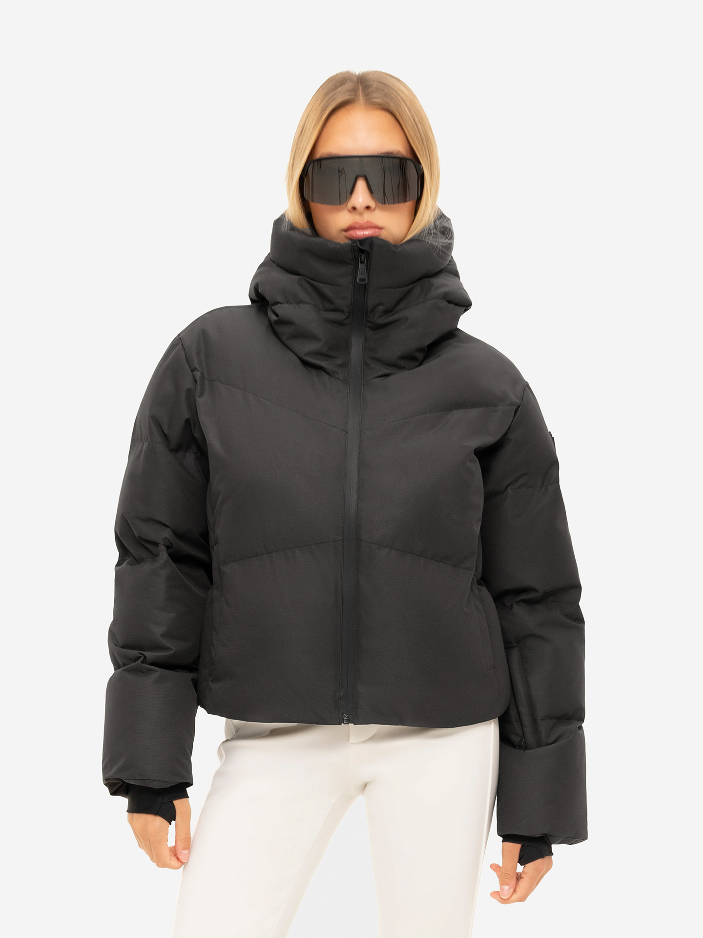 Melange ski jacket with hood