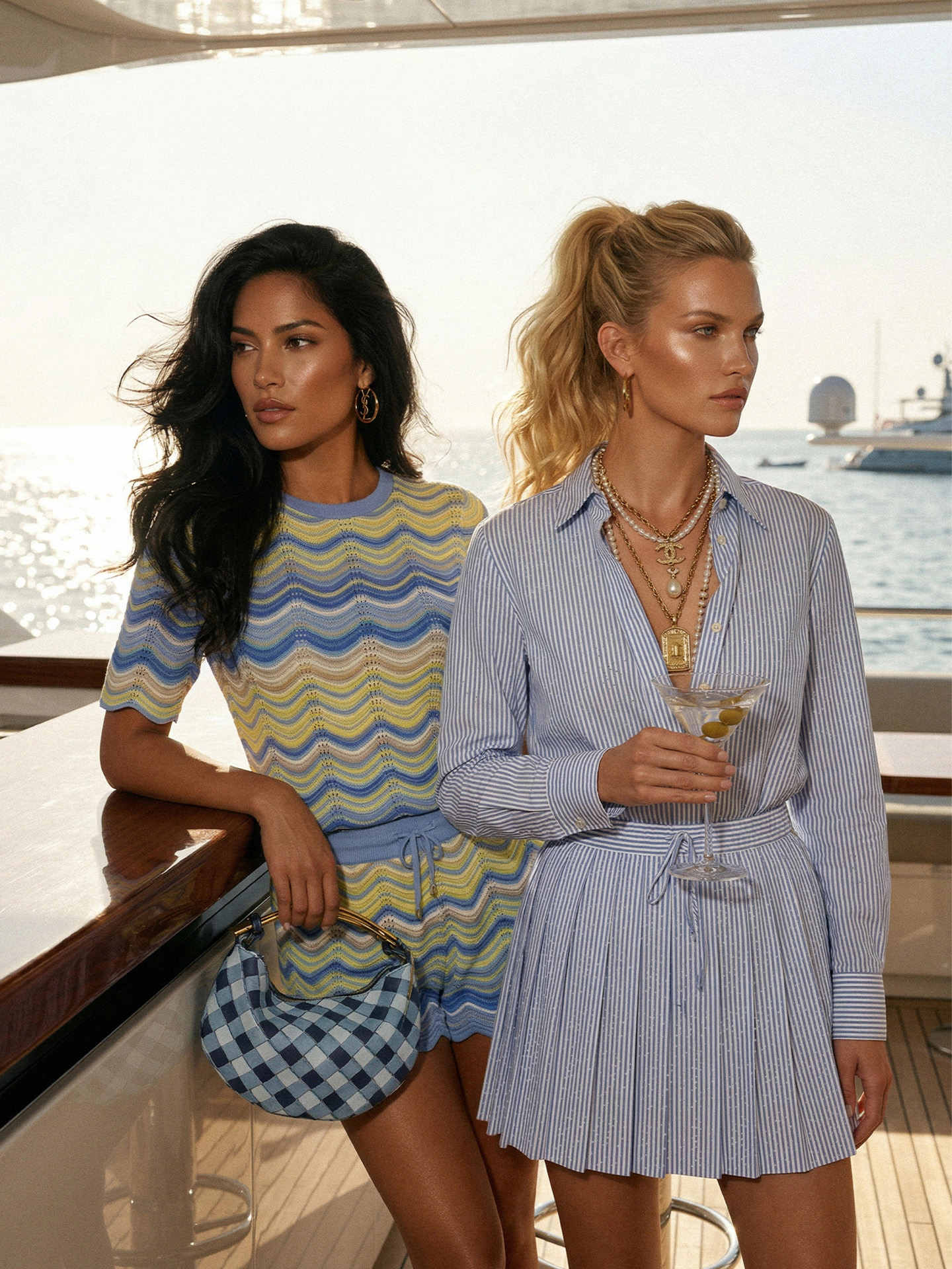 Gestreepte plissé rok met steentjes