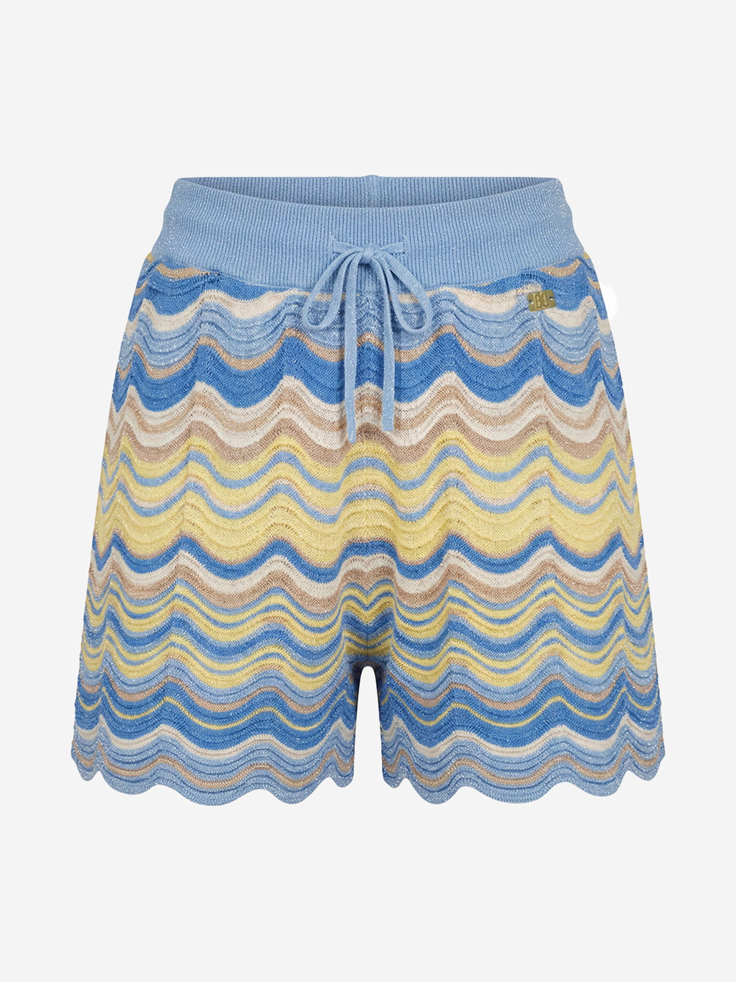 Ajour gebreide short met zigzagpatroon