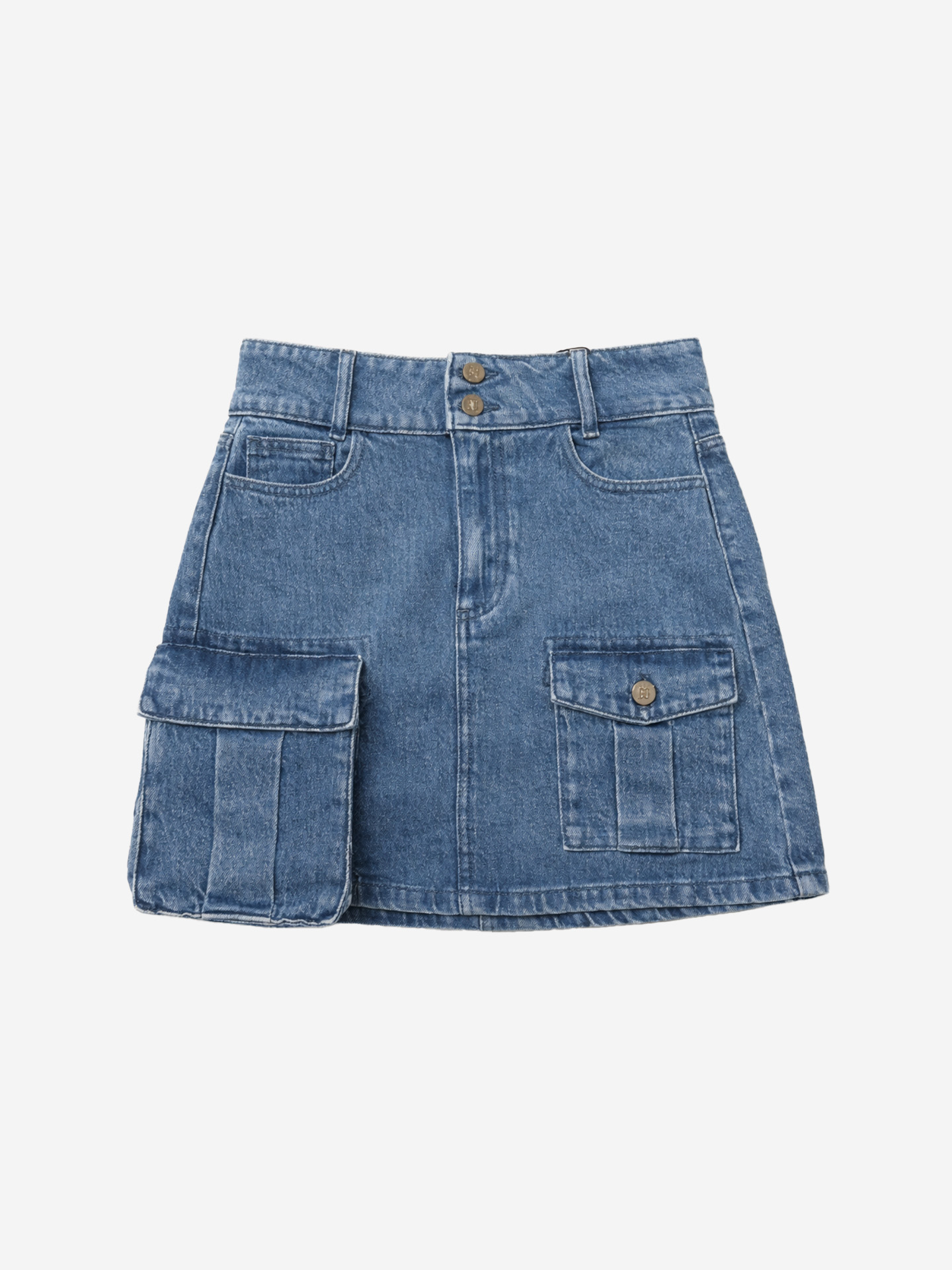 Denim skirt with cargo pockets