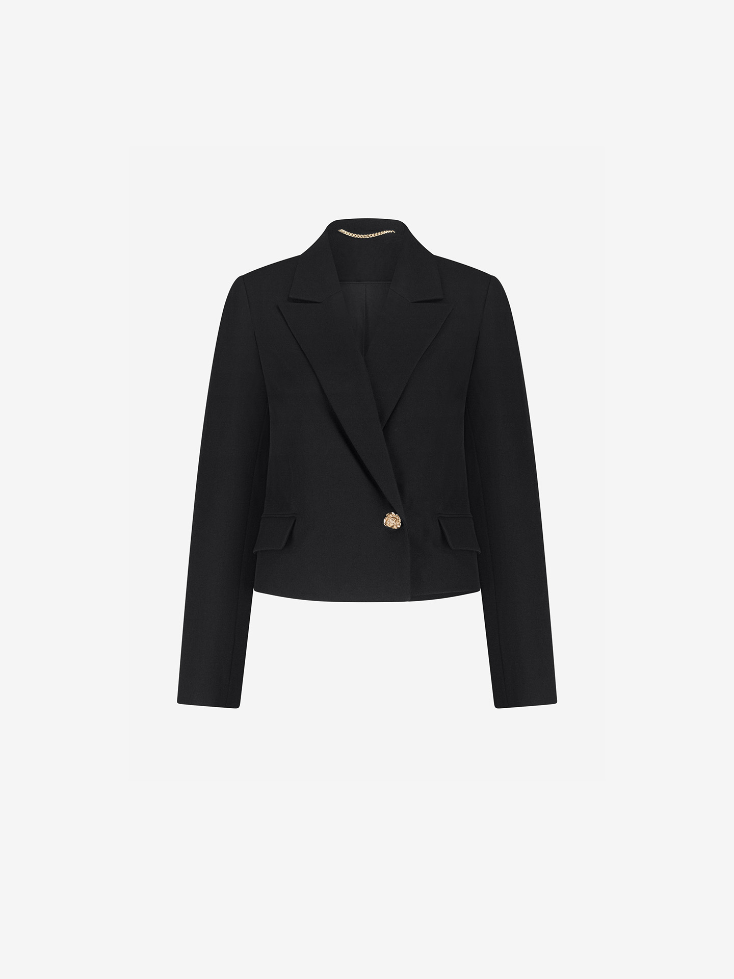 Blazer with flower-shaped button