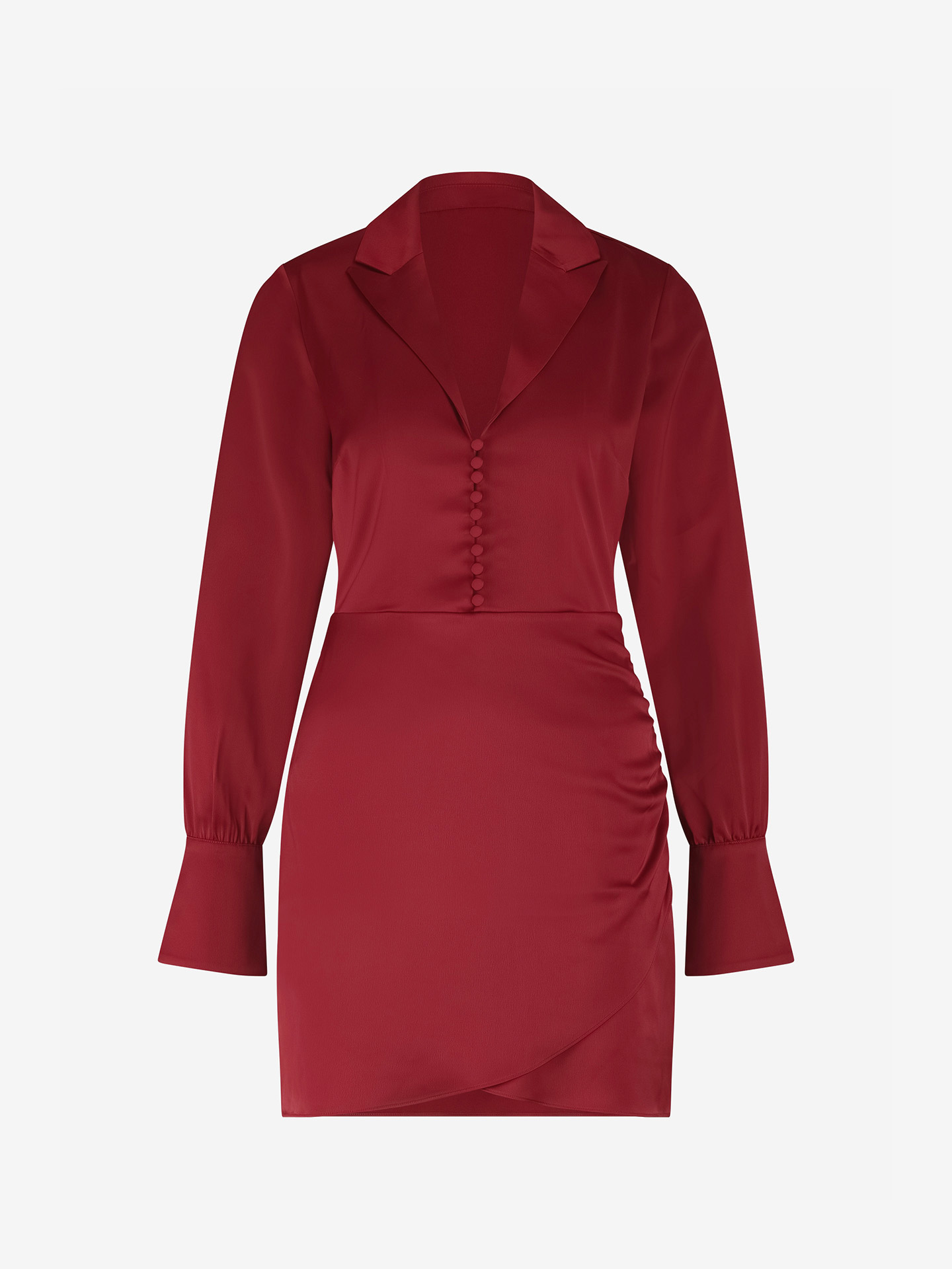 Satin dress with asymmetric wrap