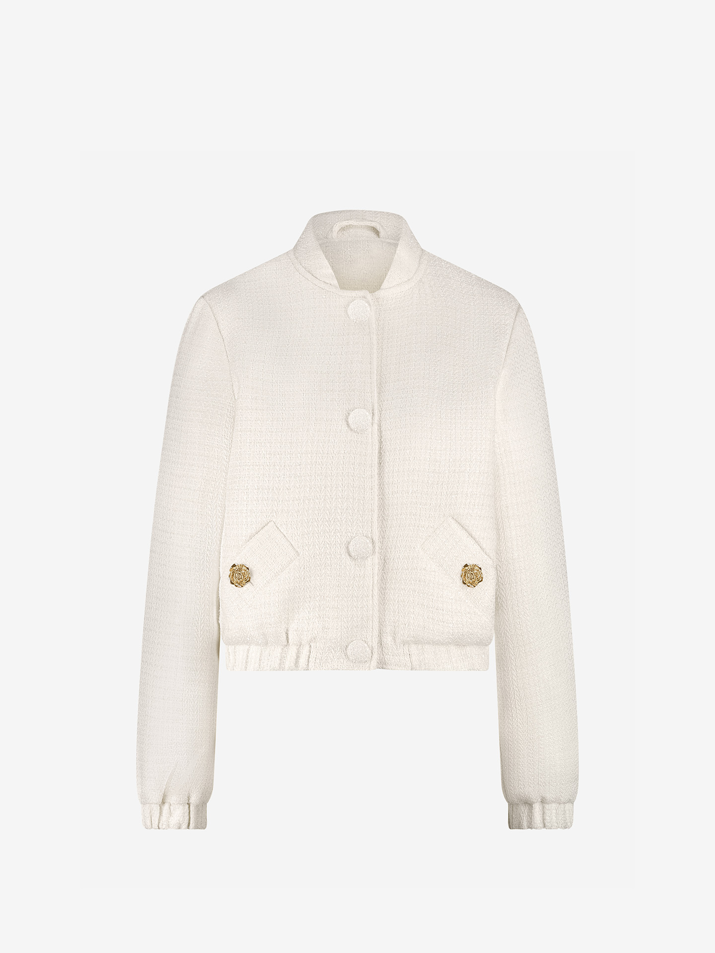 Bouclé bomber jacket with glitter thread