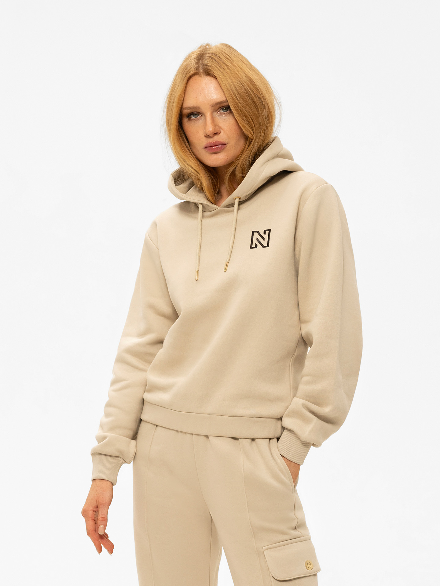 Hoodie with embroidered text