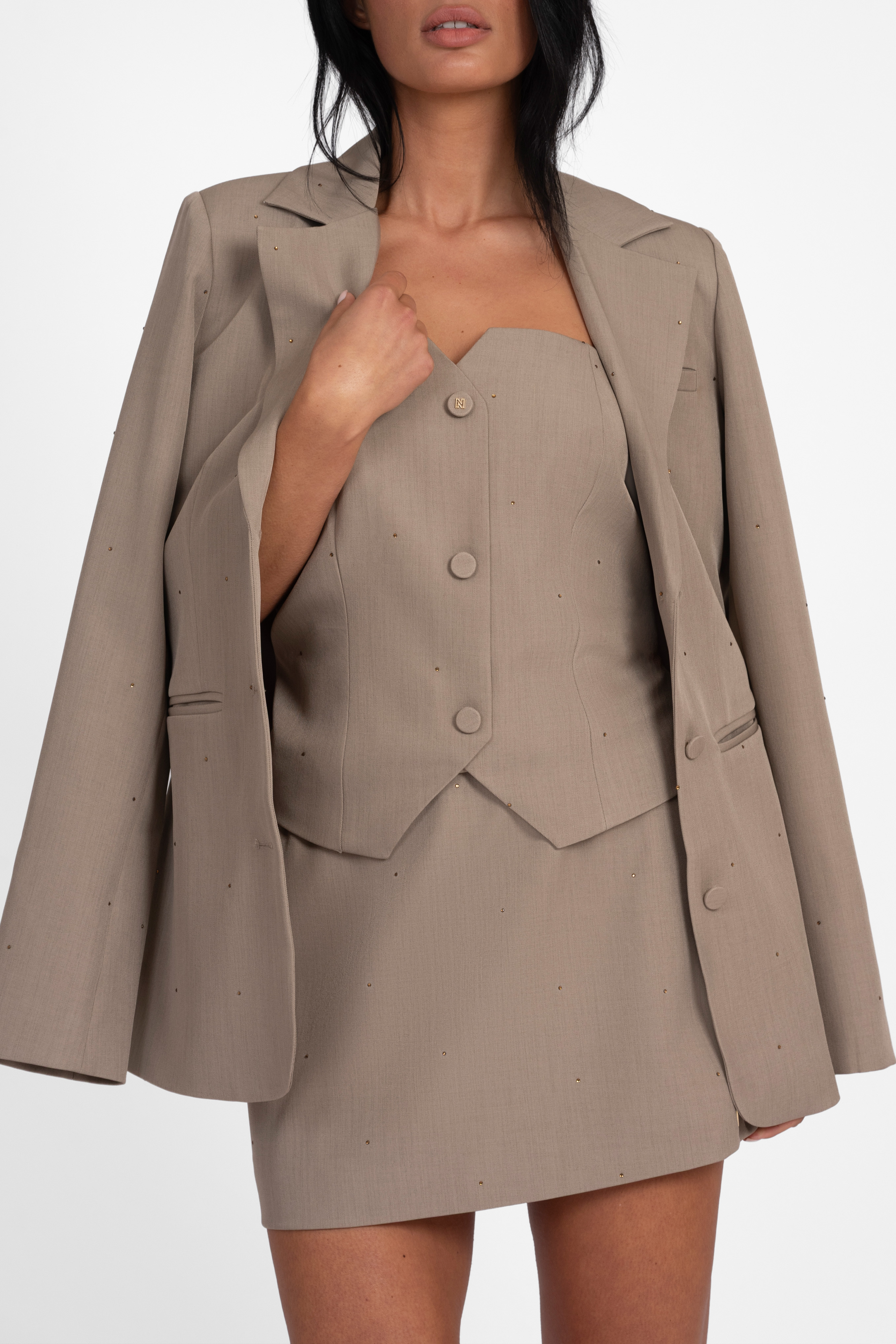 Blazer with glitter stones