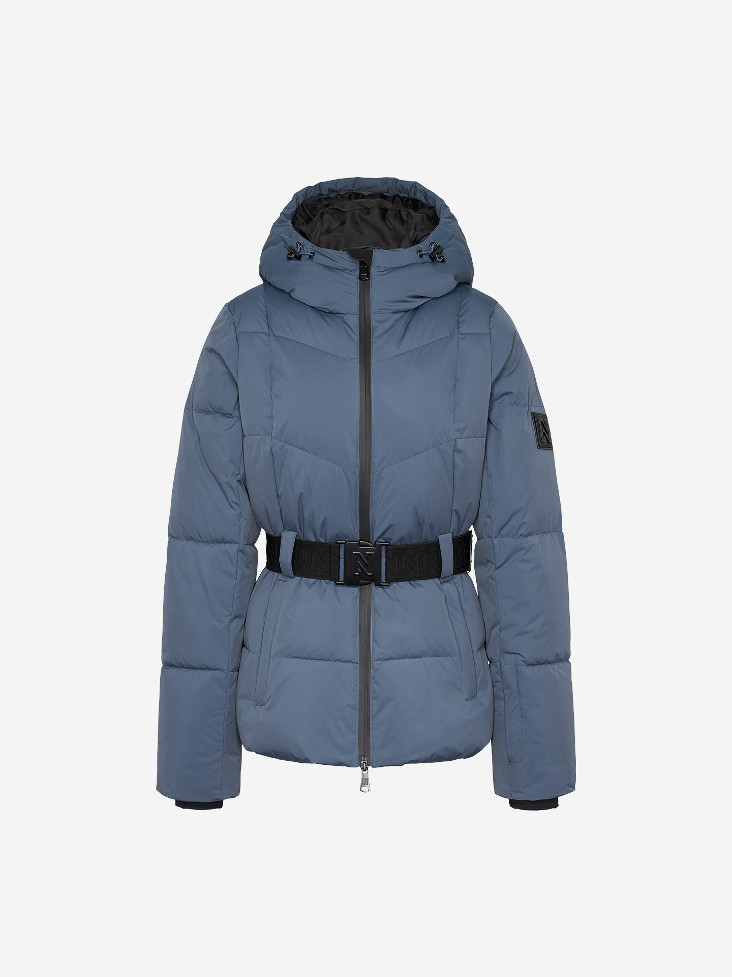 Ski jacket with elastic belt