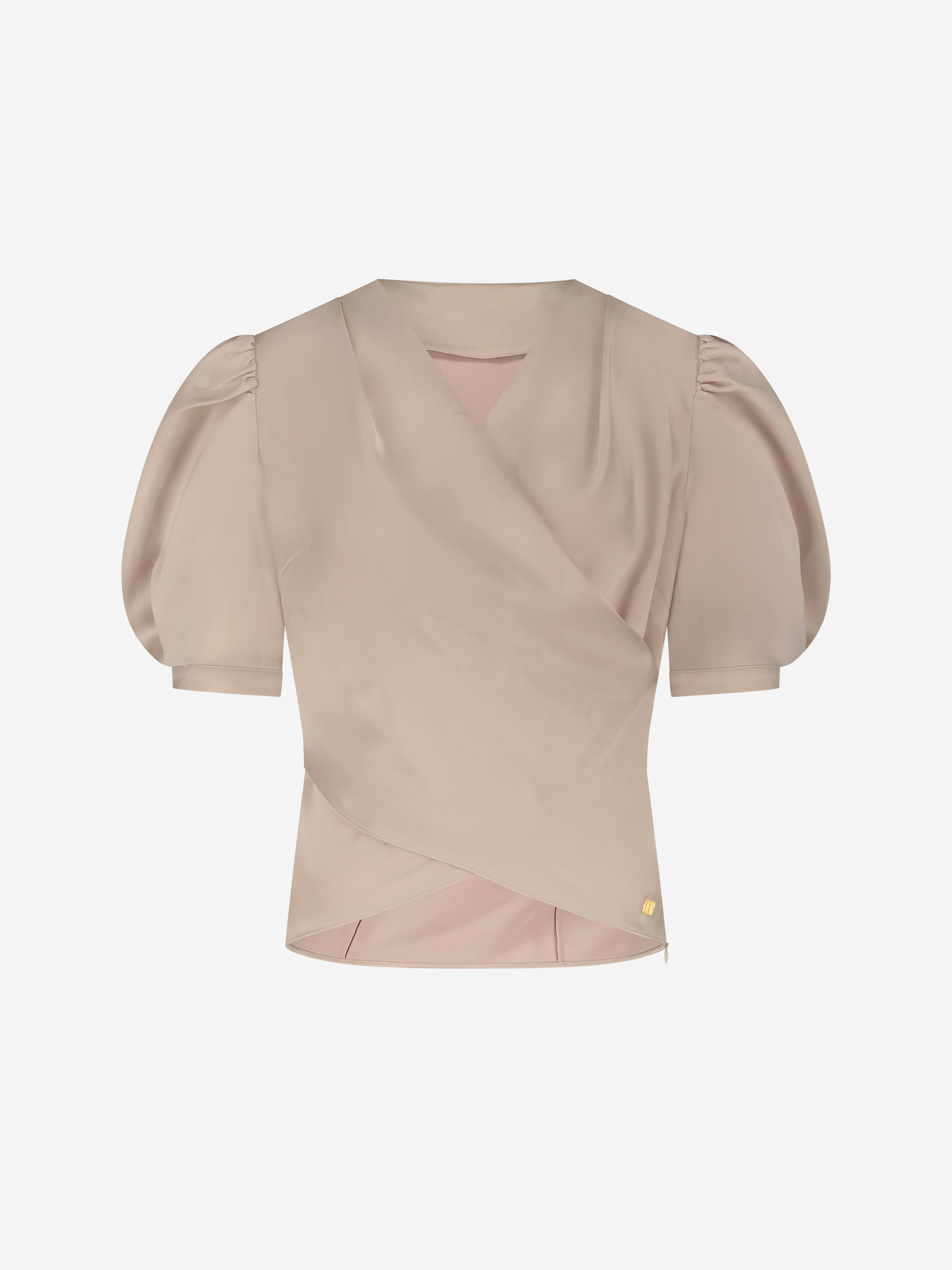 Satin blouse with waterfall neckline