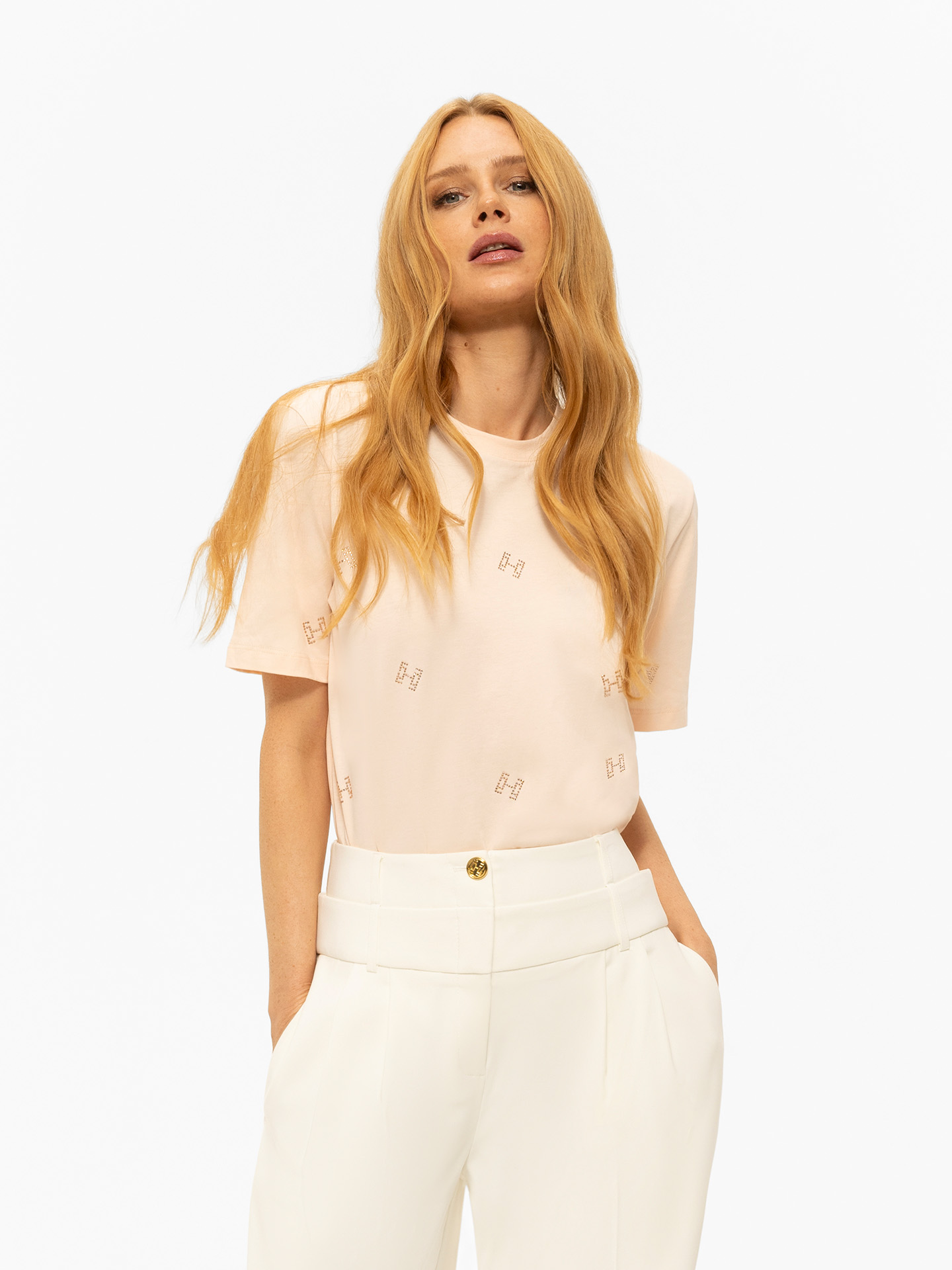 T-shirt with logo studs