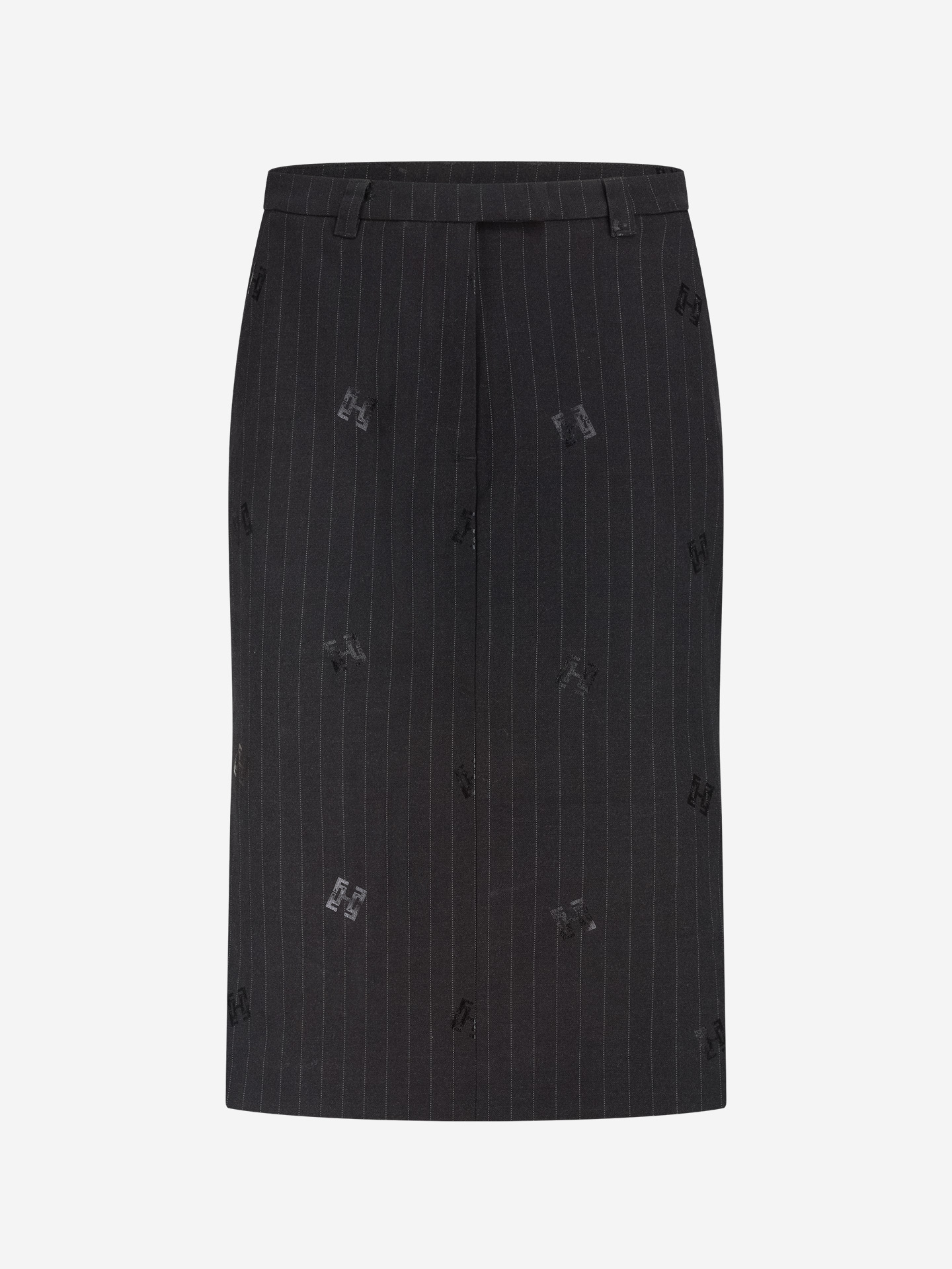 Midi skirt with pinstripe and logos