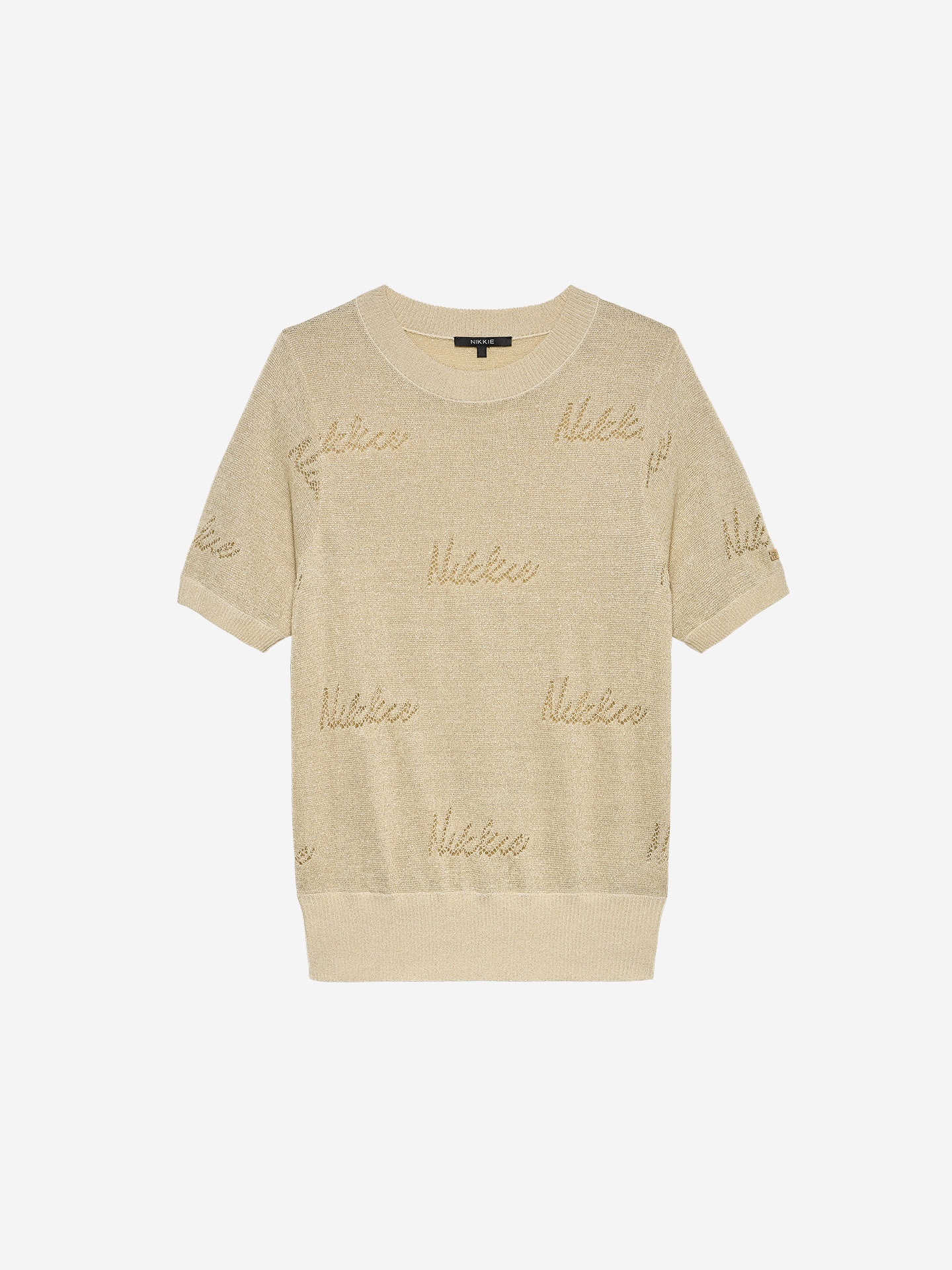 Ajour knit top with logo details