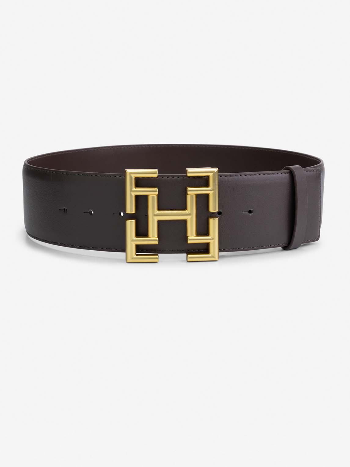 Leren taille riem met logo gesp 